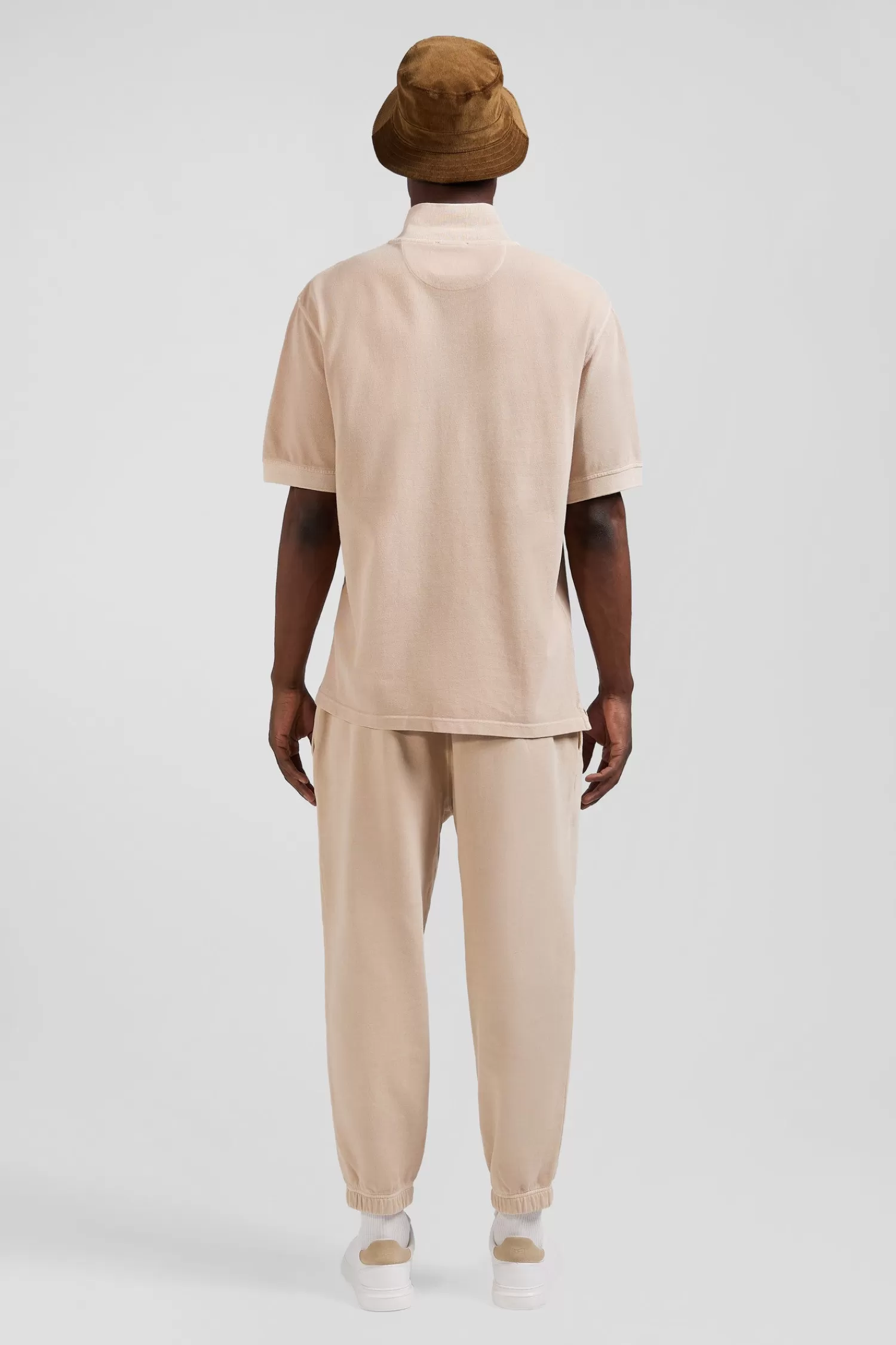 oversized_beige_unisex_shortsleeved_cotton_piqu_polo_shirt_8.webp Eden Park Oversized beige unisex short-sleeved cotton piqué polo shirt<Women Polos | Polos