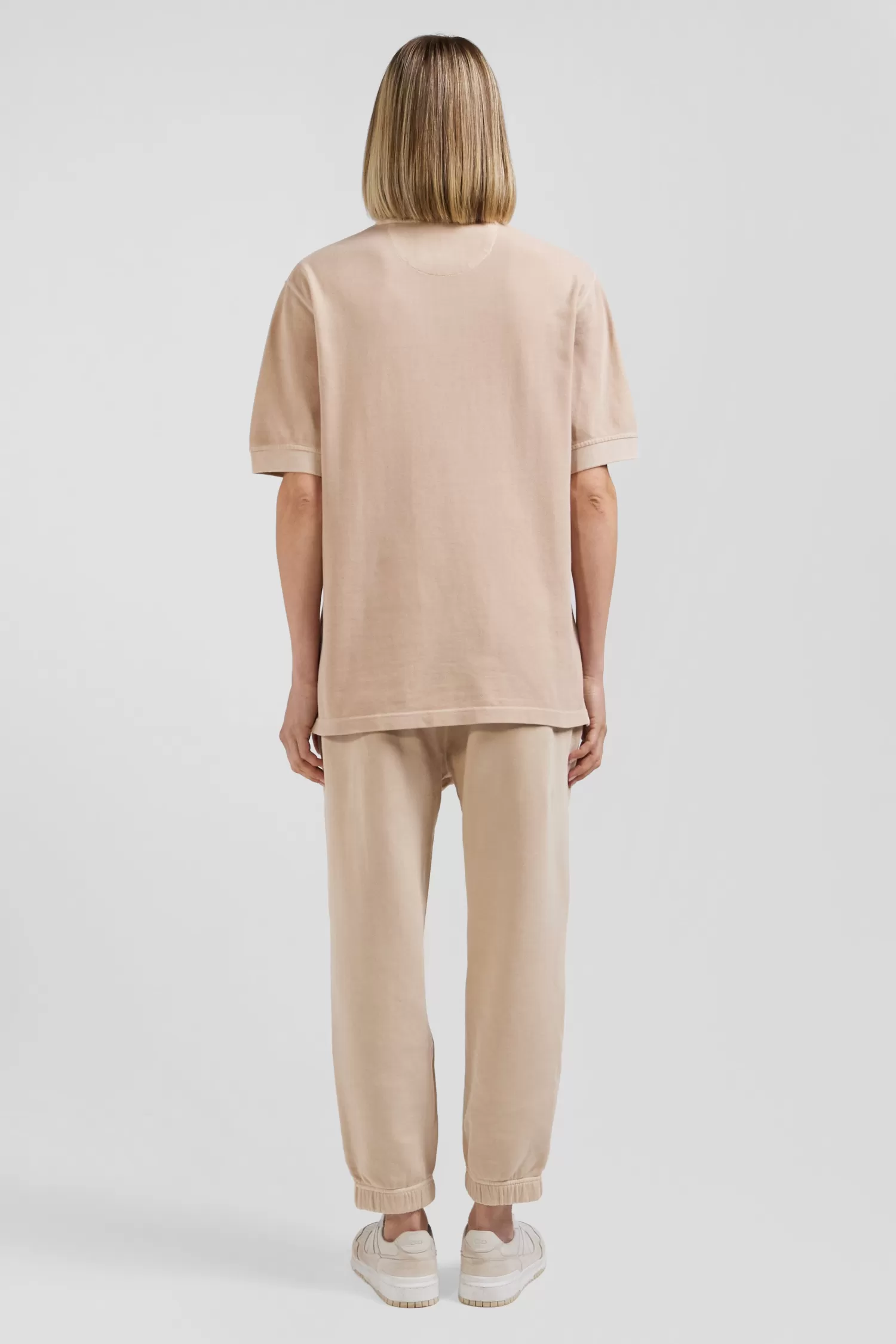 oversized_beige_unisex_shortsleeved_cotton_piqu_polo_shirt_9.webp Eden Park Oversized beige unisex short-sleeved cotton piqué polo shirt<Women Polos | Polos