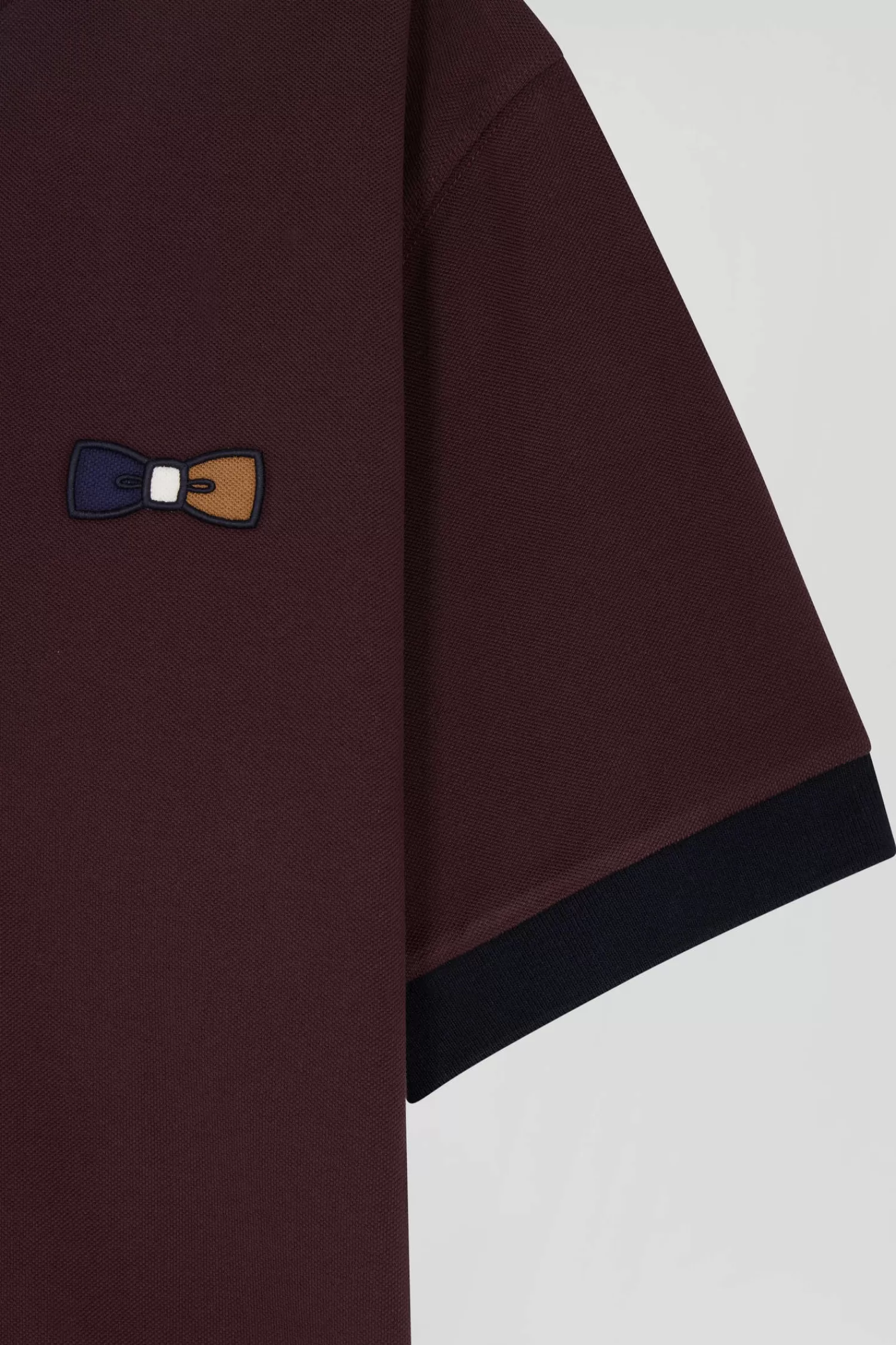 oversized_burgundy_shortsleeved_cotton_piqu_polo_shirt_with_tricolour_collar_7.webp Eden Park Oversized burgundy short-sleeved cotton piqué polo shirt with tricolour collar<Women Polos | Polos