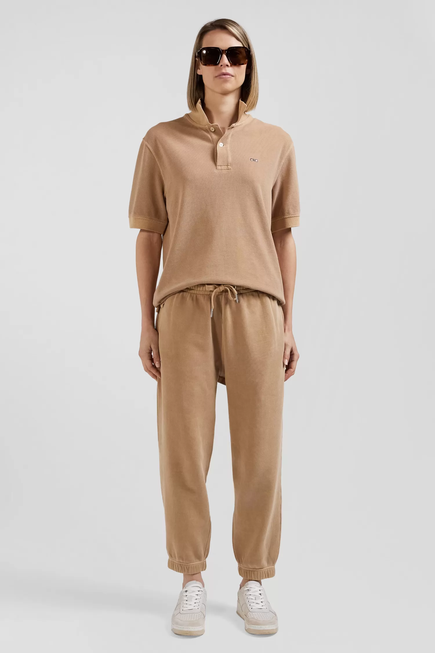 Eden Park Oversized camel unisex short-sleeved cotton piqué polo shirt<Women Polos | Polos