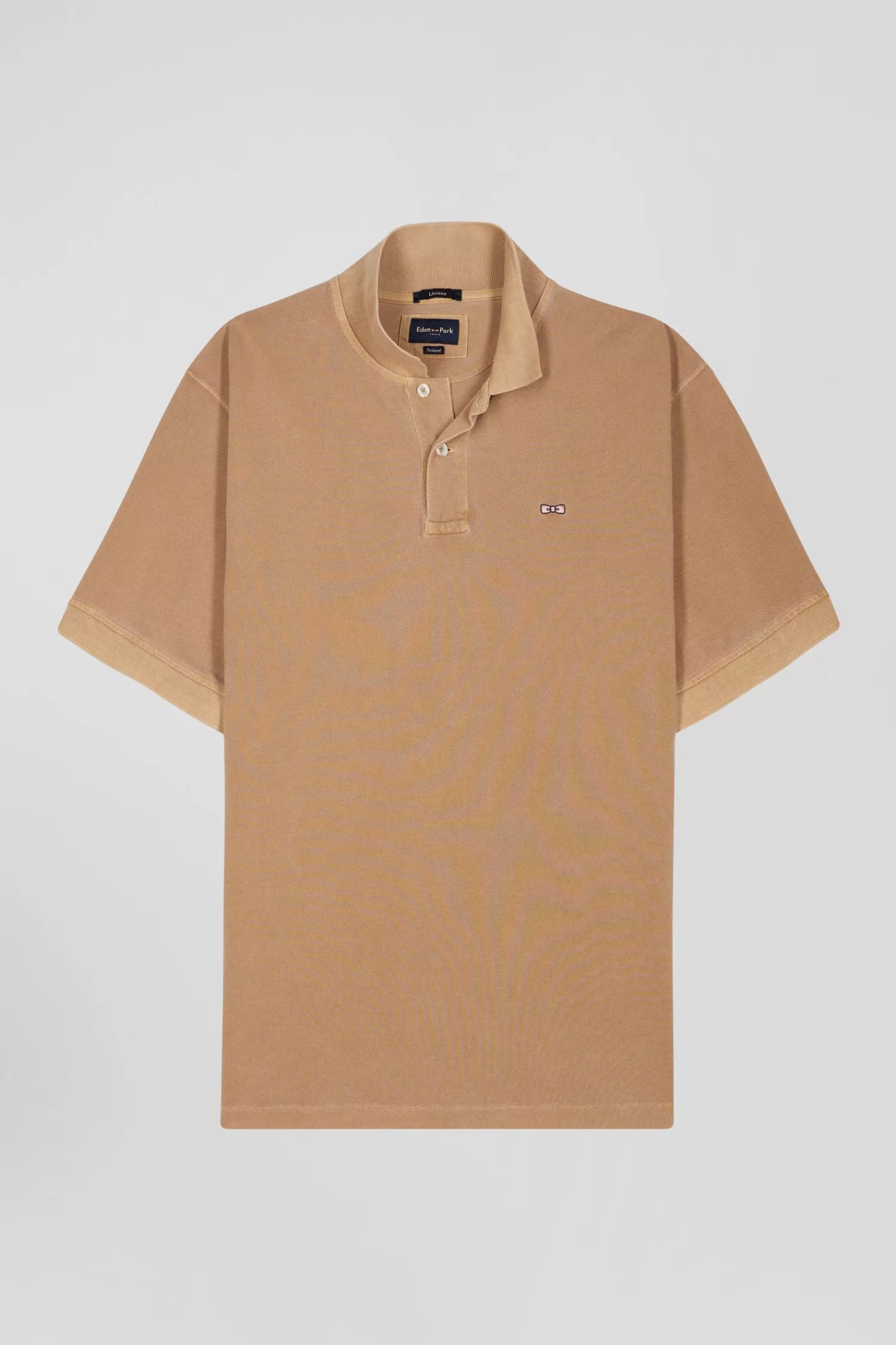 oversized_camel_unisex_shortsleeved_cotton_piqu_polo_shirt_2.webp Eden Park Oversized camel unisex short-sleeved cotton piqué polo shirt<Women Polos | Polos