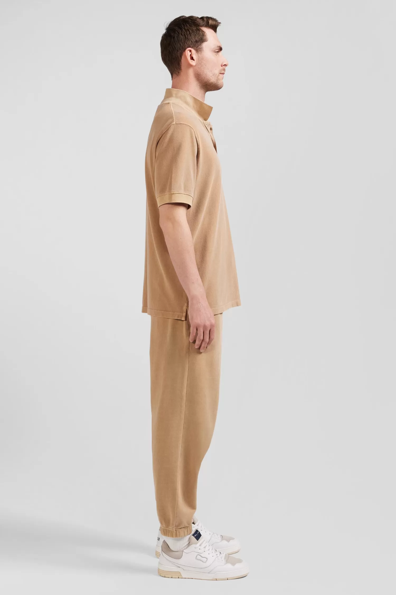 oversized_camel_unisex_shortsleeved_cotton_piqu_polo_shirt_6.webp Eden Park Oversized camel unisex short-sleeved cotton piqué polo shirt<Women Polos | Polos