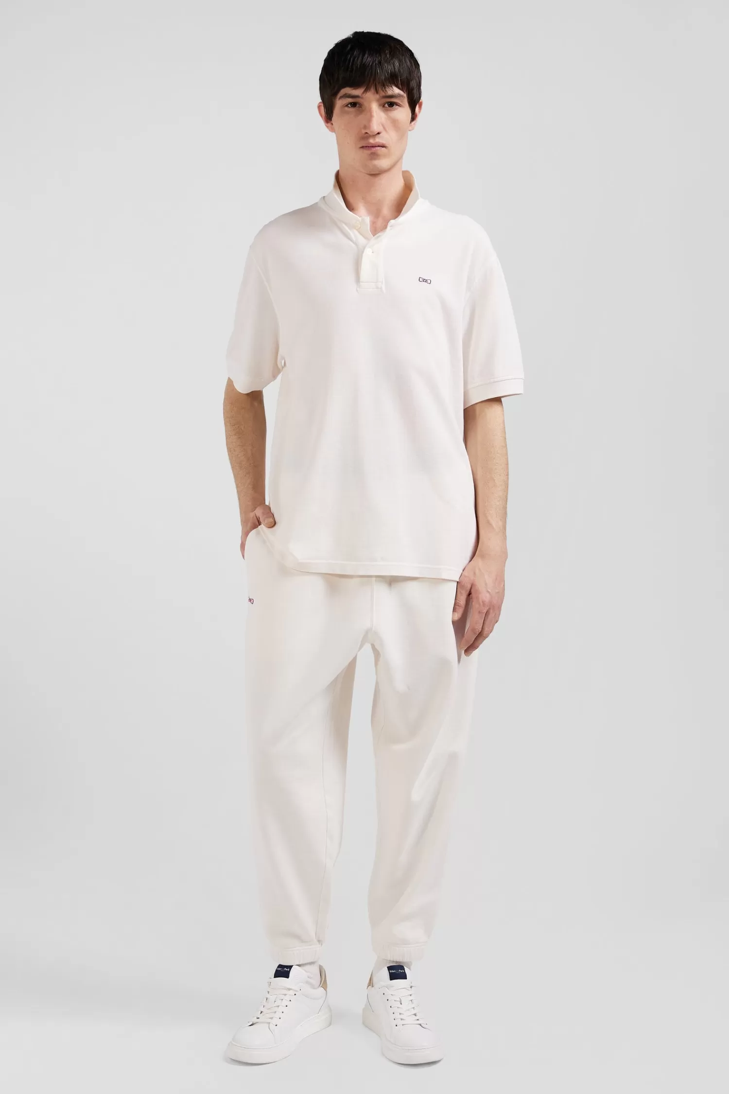 Eden Park Oversized ecru unisex short-sleeved cotton piqué polo shirt<Women Polos | Polos