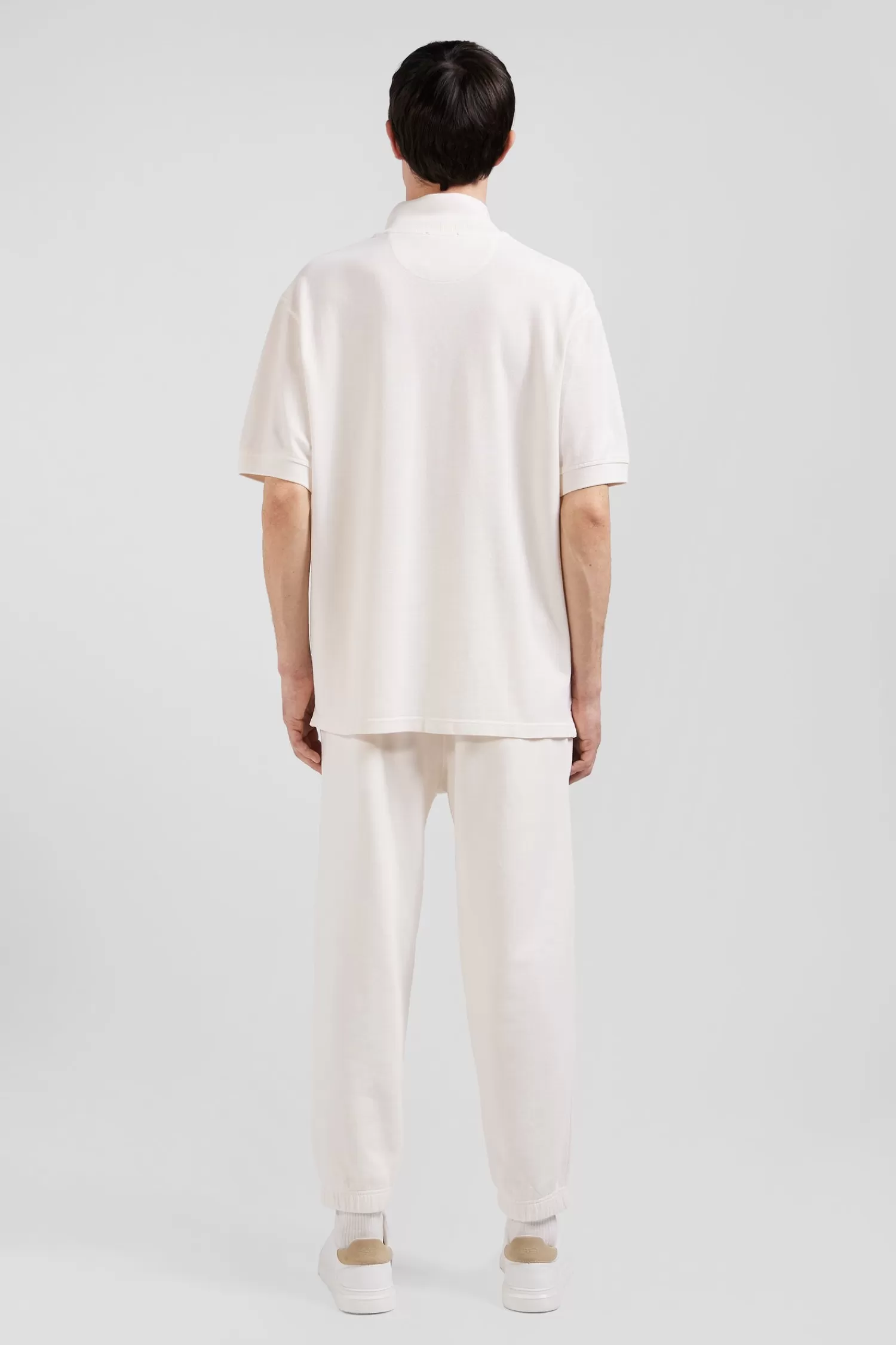 oversized_ecru_unisex_shortsleeved_cotton_piqu_polo_shirt_5.webp Eden Park Oversized ecru unisex short-sleeved cotton piqué polo shirt<Women Polos | Polos