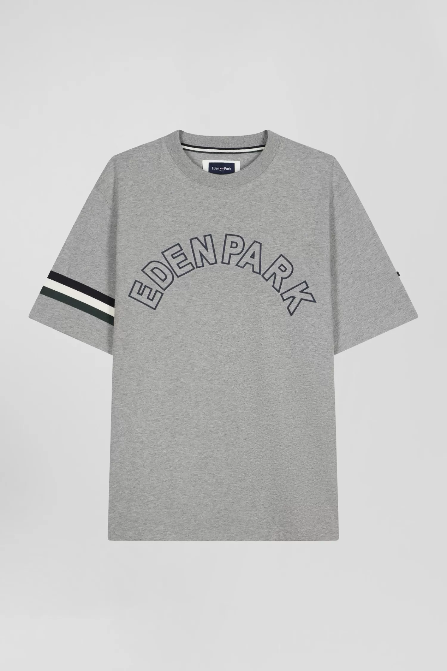 Eden Park Oversized grey short-sleeved cotton T-shirt with print< T-shirts