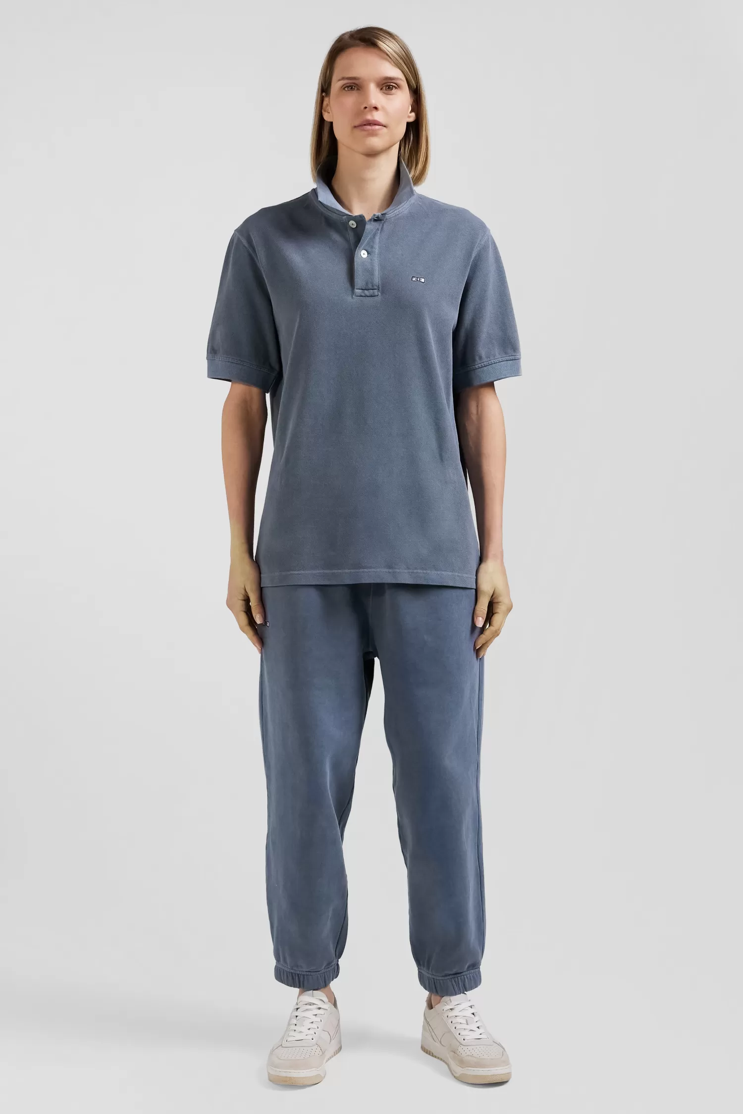 Eden Park Oversized grey unisex short-sleeved cotton piqué polo shirt<Women Polos | Polos