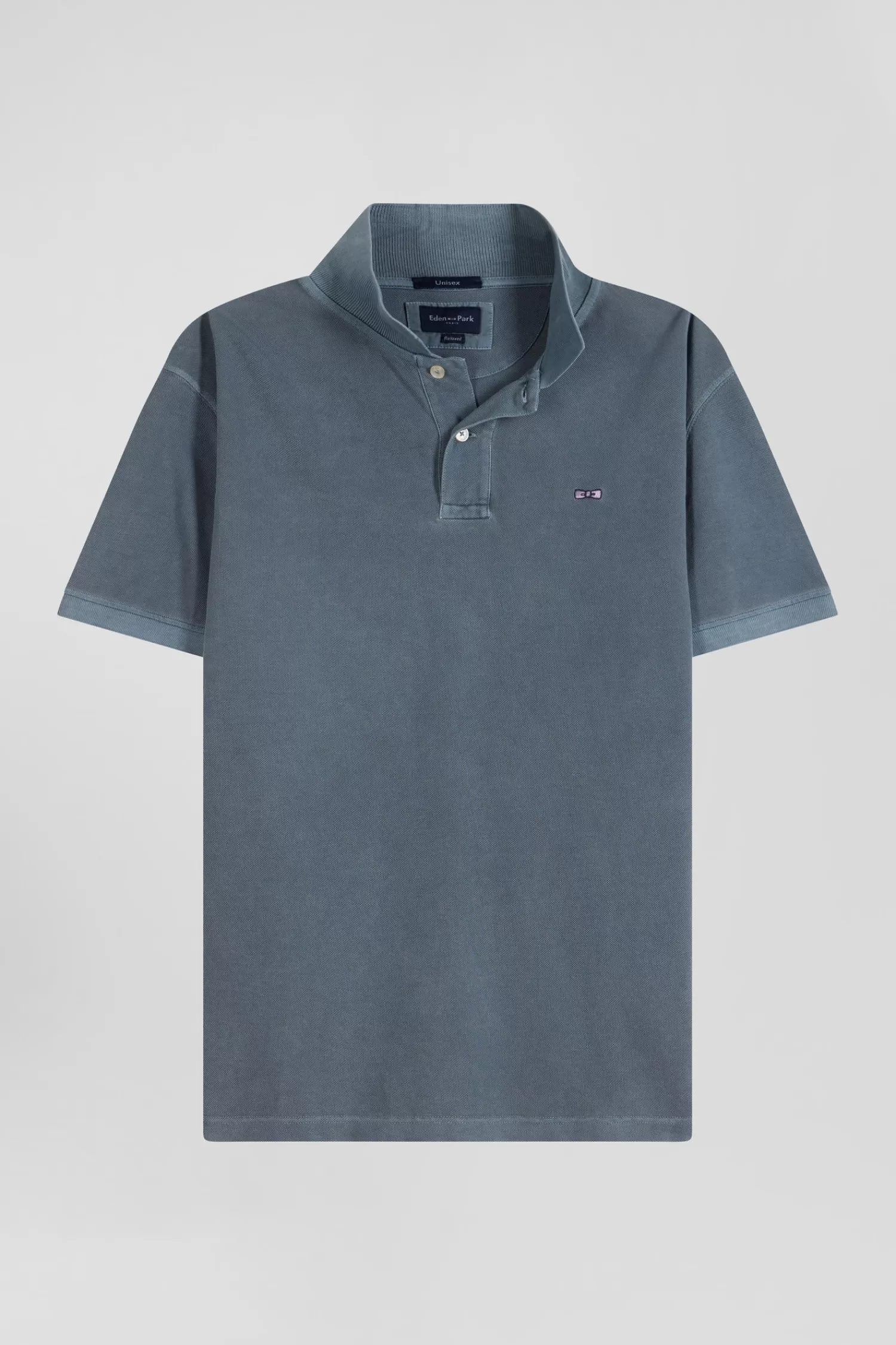 oversized_grey_unisex_shortsleeved_cotton_piqu_polo_shirt_2.webp Eden Park Oversized grey unisex short-sleeved cotton piqué polo shirt<Women Polos | Polos