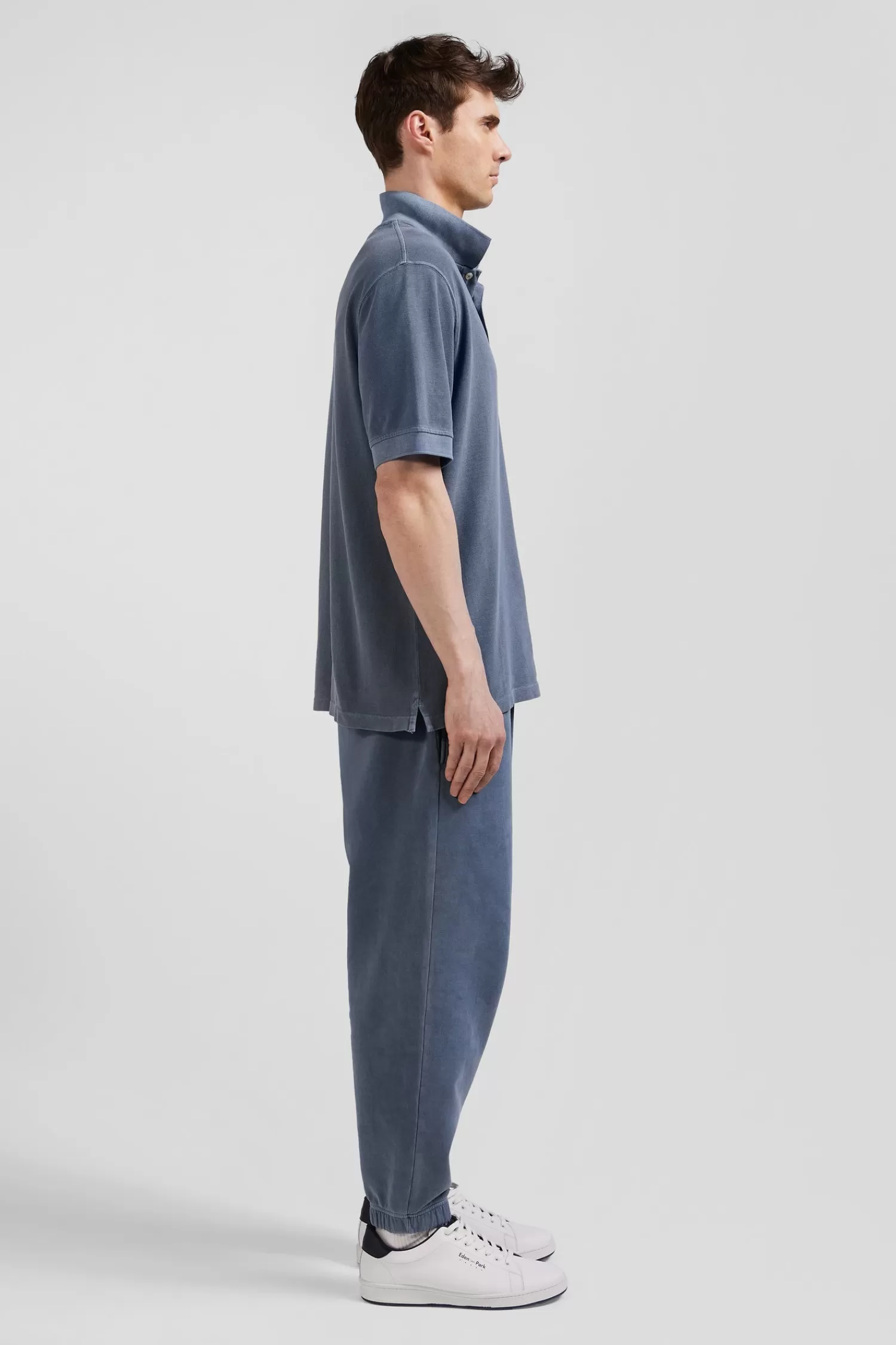 oversized_grey_unisex_shortsleeved_cotton_piqu_polo_shirt_6.webp Eden Park Oversized grey unisex short-sleeved cotton piqué polo shirt<Women Polos | Polos