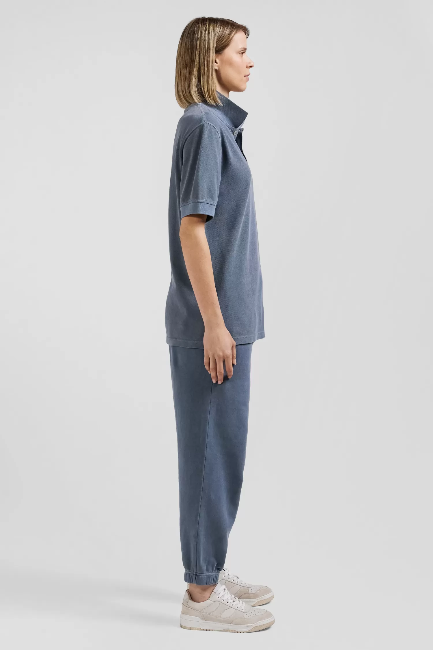 oversized_grey_unisex_shortsleeved_cotton_piqu_polo_shirt_7.webp Eden Park Oversized grey unisex short-sleeved cotton piqué polo shirt<Women Polos | Polos