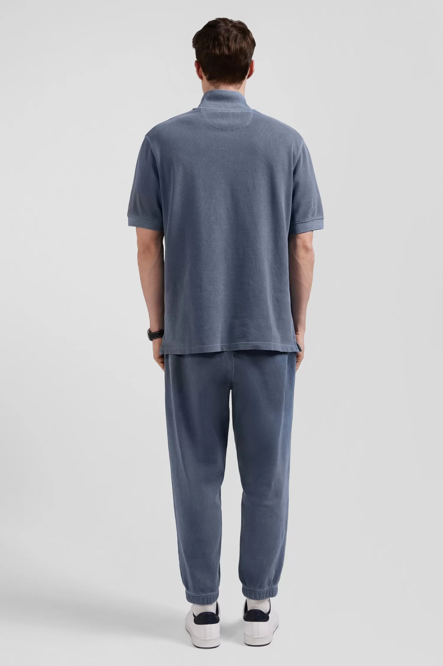 oversized_grey_unisex_shortsleeved_cotton_piqu_polo_shirt_8.webp Eden Park Oversized grey unisex short-sleeved cotton piqué polo shirt<Women Polos | Polos