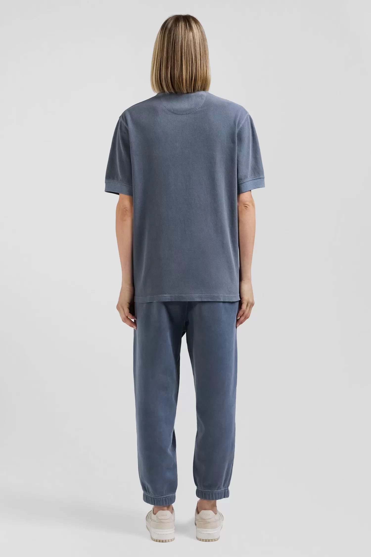 oversized_grey_unisex_shortsleeved_cotton_piqu_polo_shirt_9.webp Eden Park Oversized grey unisex short-sleeved cotton piqué polo shirt<Women Polos | Polos