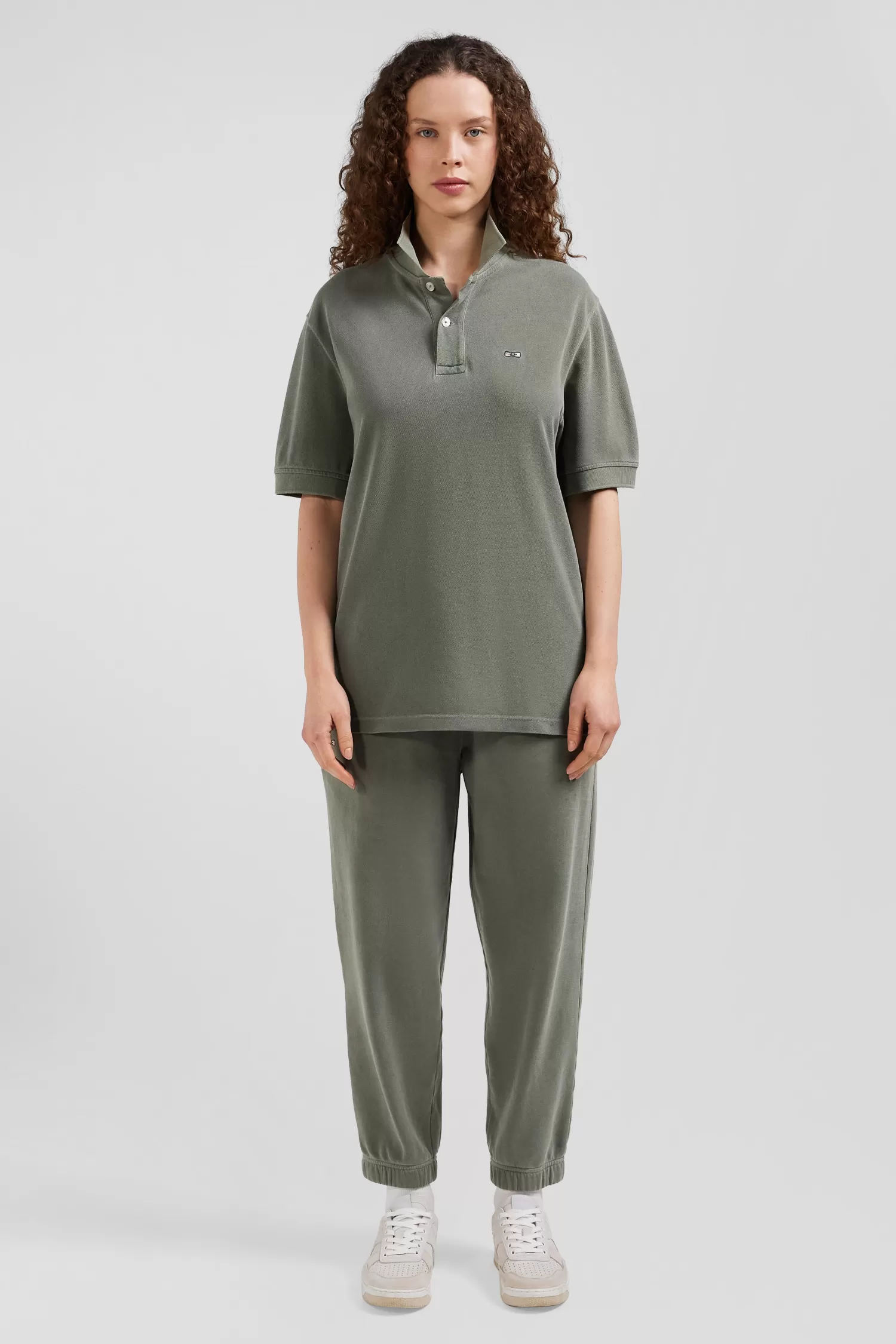 Eden Park Oversized khaki unisex short-sleeved cotton piqué polo shirt<Women Polos | Polos