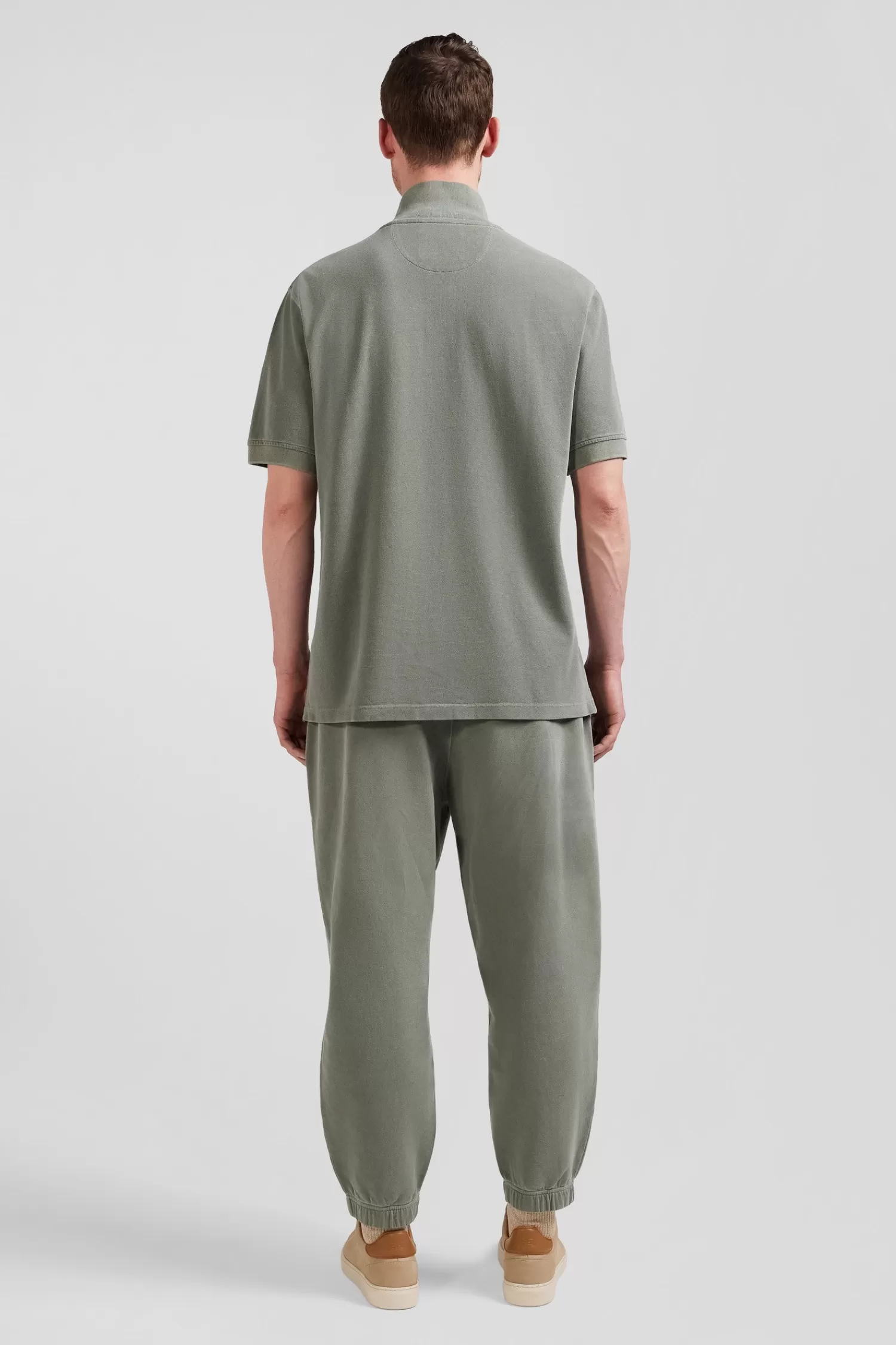 oversized_khaki_unisex_shortsleeved_cotton_piqu_polo_shirt_8.webp Eden Park Oversized khaki unisex short-sleeved cotton piqué polo shirt<Women Polos | Polos