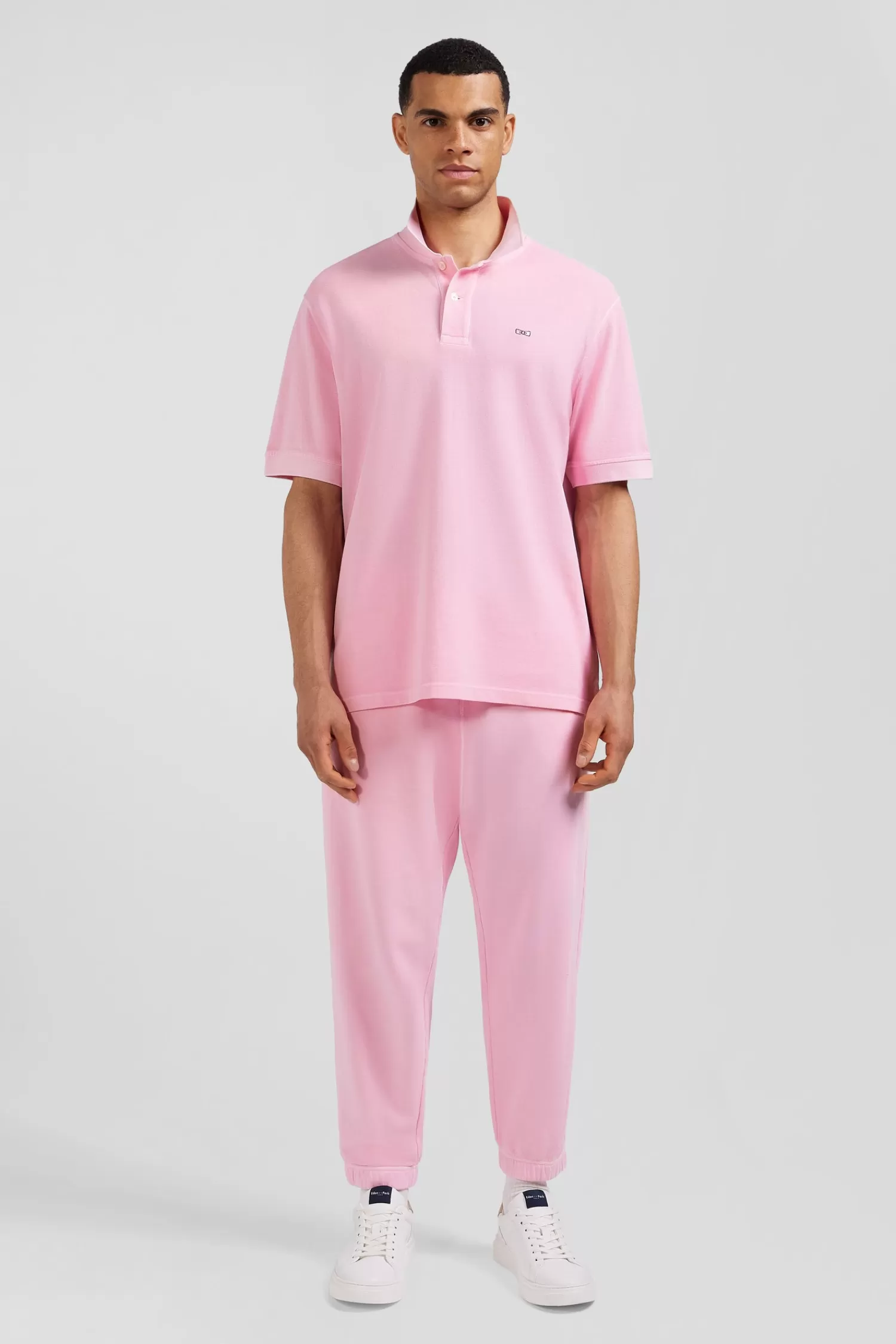 Eden Park Oversized pink unisex short-sleeved cotton piqué polo shirt<Women Polos | Polos