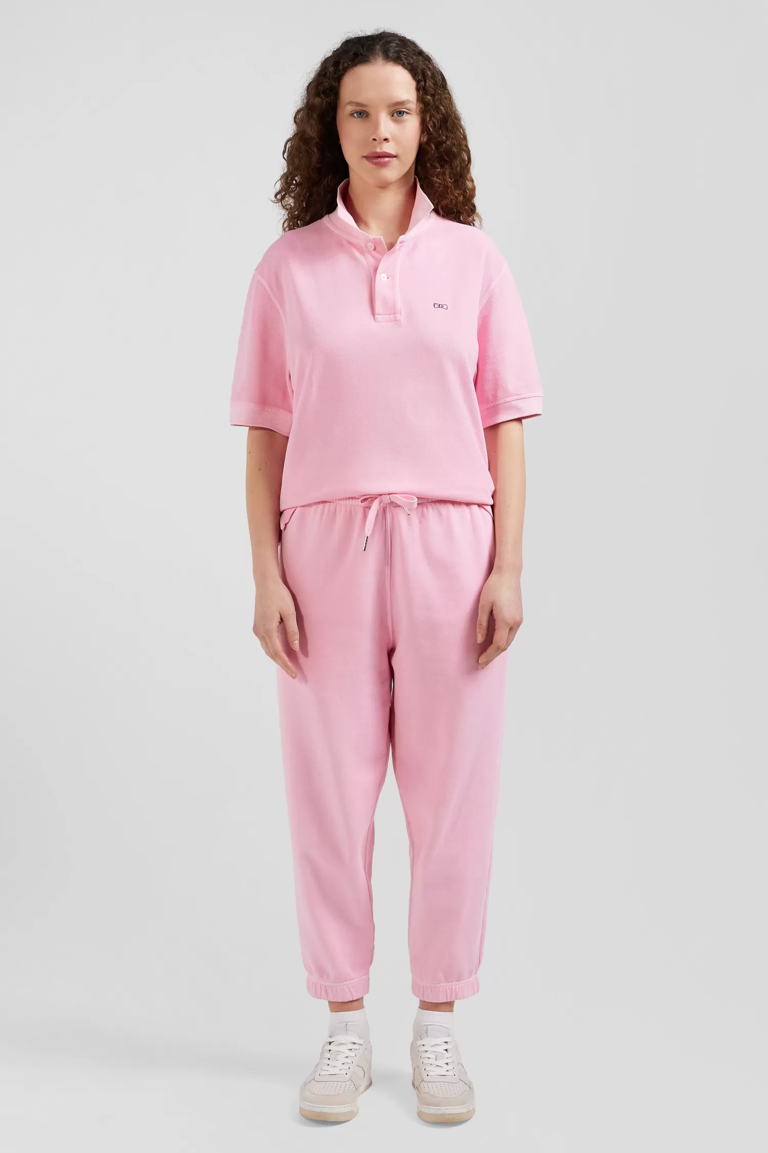 Eden Park Oversized pink unisex short-sleeved cotton piqué polo shirt<Women Polos | Polos