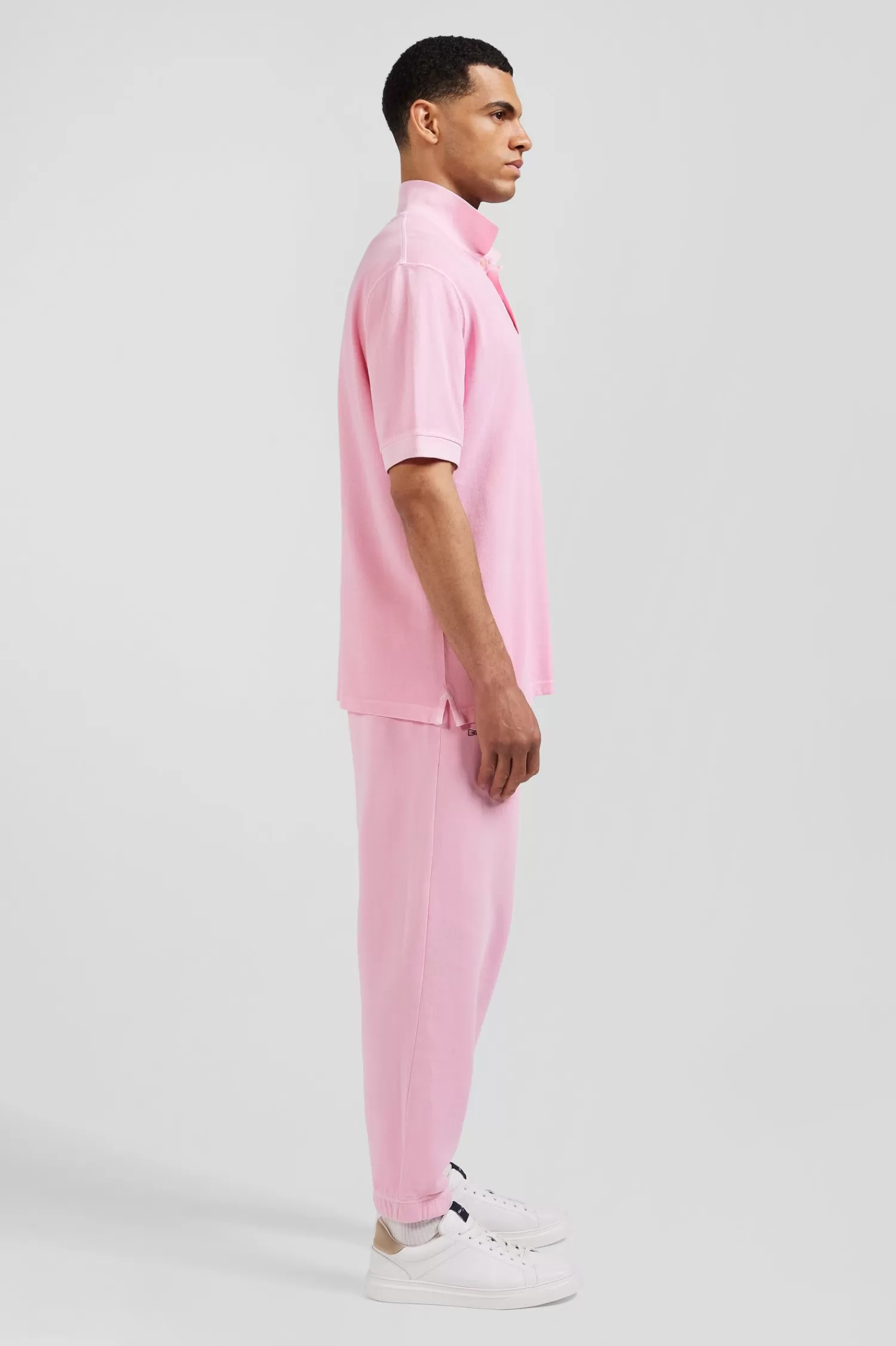 oversized_pink_unisex_shortsleeved_cotton_piqu_polo_shirt_6.webp Eden Park Oversized pink unisex short-sleeved cotton piqué polo shirt<Women Polos | Polos