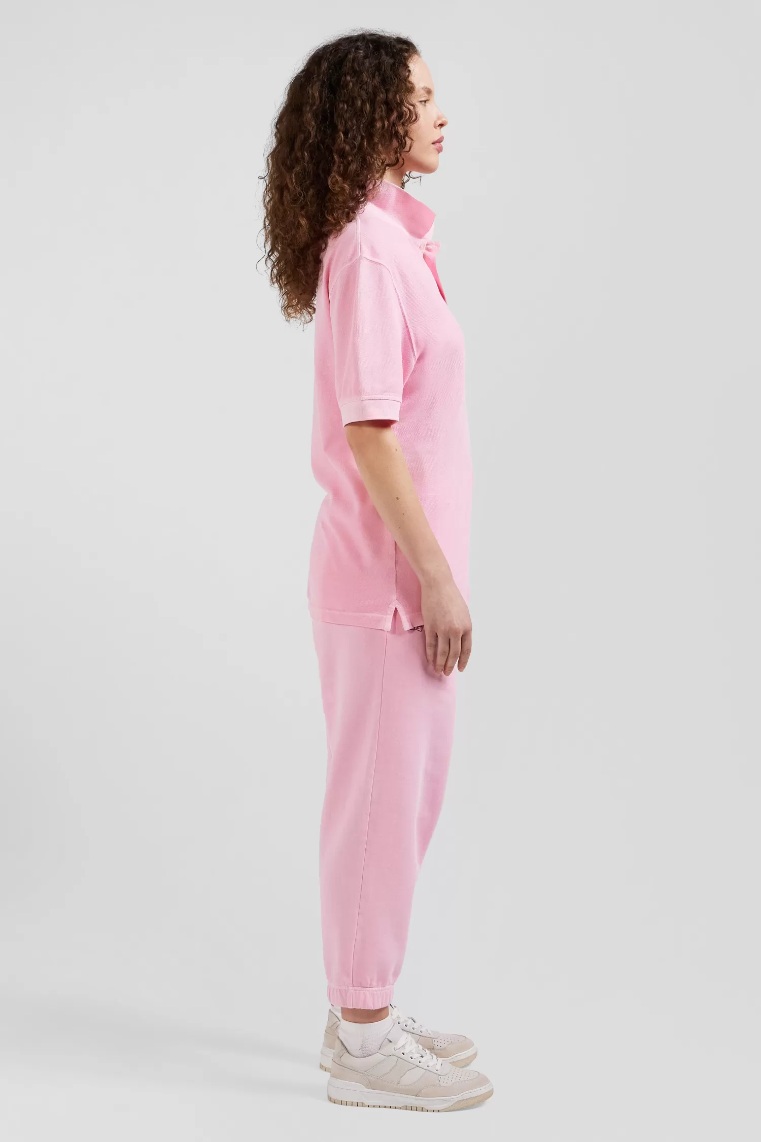 oversized_pink_unisex_shortsleeved_cotton_piqu_polo_shirt_7.webp Eden Park Oversized pink unisex short-sleeved cotton piqué polo shirt<Women Polos | Polos