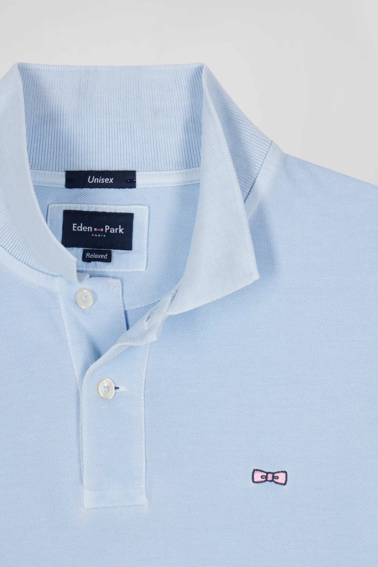 oversized_sky_blue_unisex_shortsleeved_cotton_piqu_polo_shirt_10.webp Eden Park Oversized sky blue unisex short-sleeved cotton piqué polo shirt<Women Polos | Polos