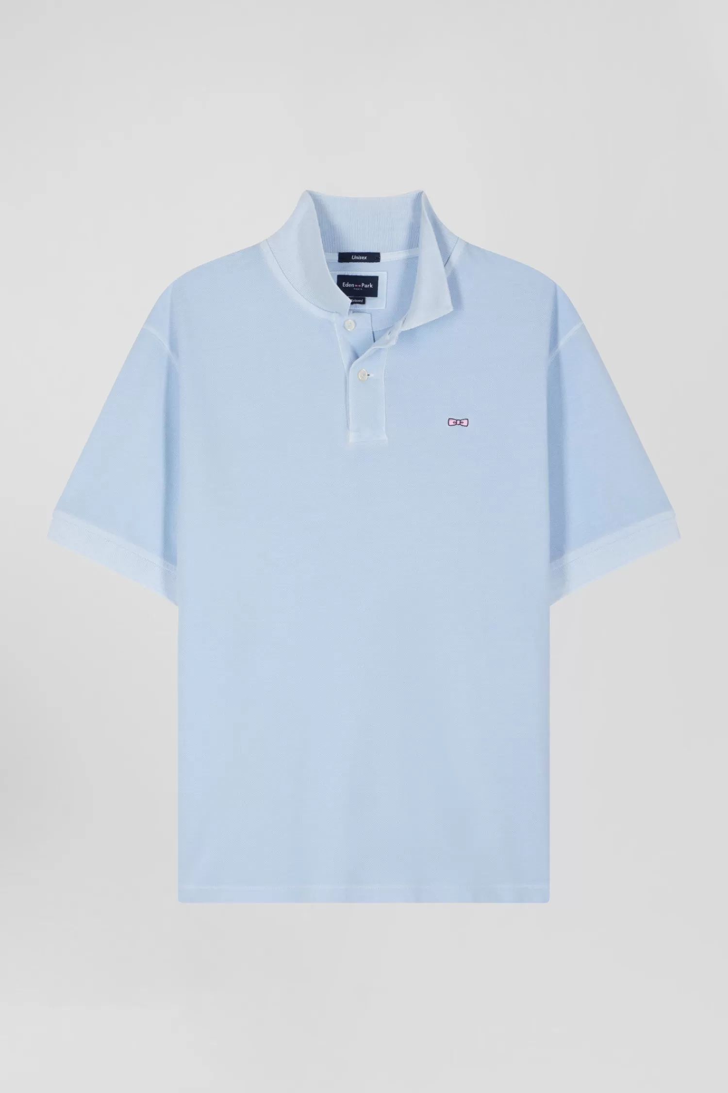 oversized_sky_blue_unisex_shortsleeved_cotton_piqu_polo_shirt_2.webp Eden Park Oversized sky blue unisex short-sleeved cotton piqué polo shirt<Women Polos | Polos