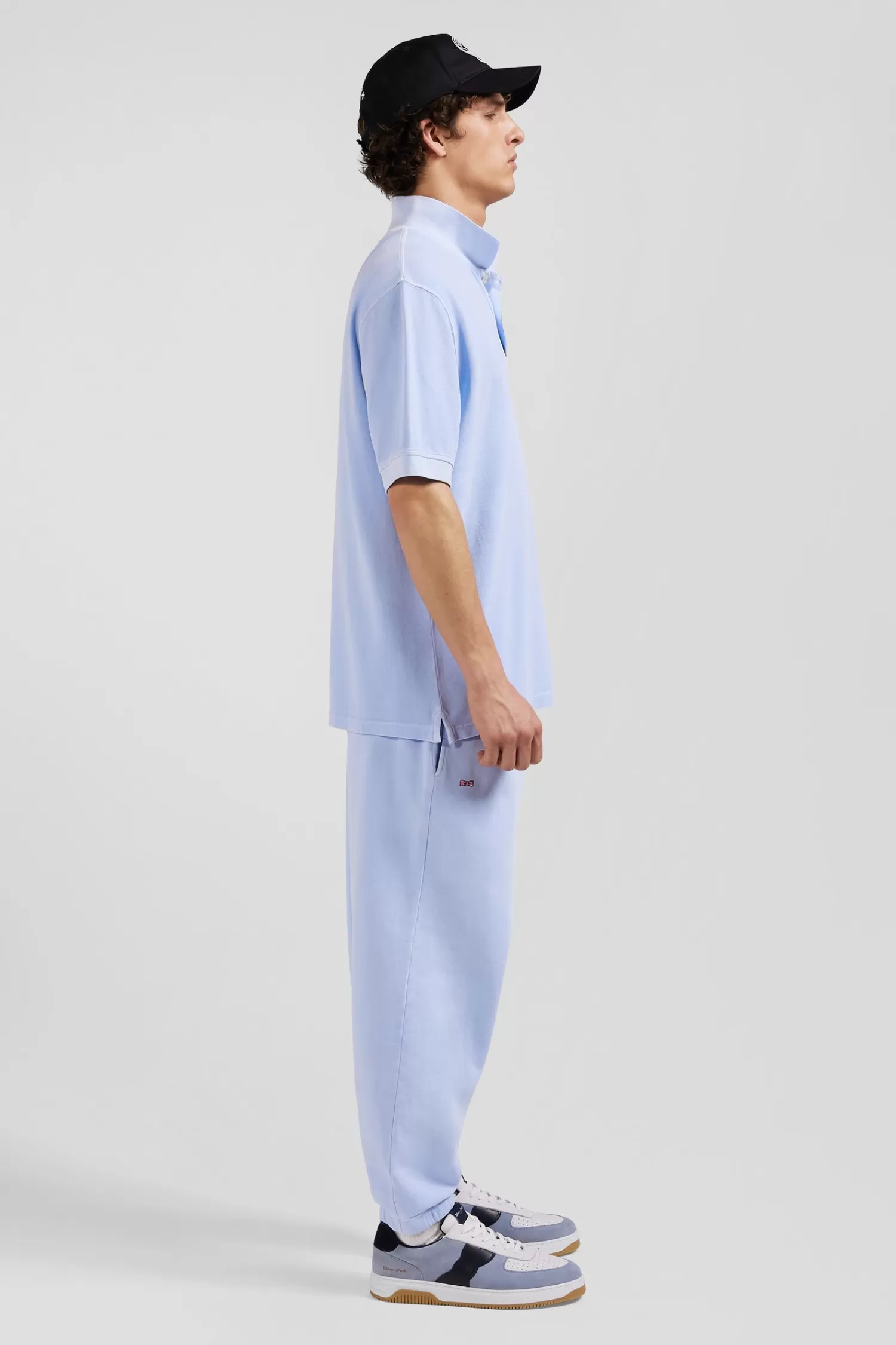 oversized_sky_blue_unisex_shortsleeved_cotton_piqu_polo_shirt_6.webp Eden Park Oversized sky blue unisex short-sleeved cotton piqué polo shirt<Women Polos | Polos