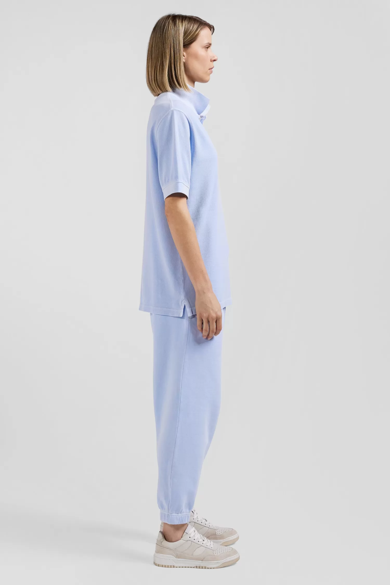 oversized_sky_blue_unisex_shortsleeved_cotton_piqu_polo_shirt_7.webp Eden Park Oversized sky blue unisex short-sleeved cotton piqué polo shirt<Women Polos | Polos