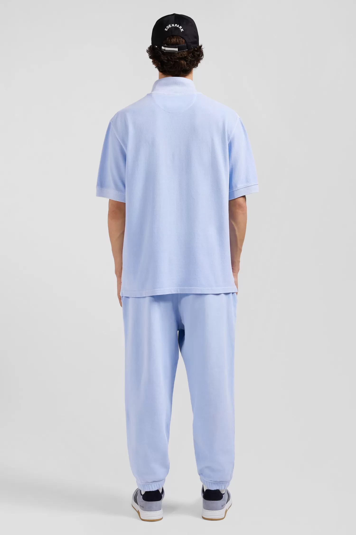 oversized_sky_blue_unisex_shortsleeved_cotton_piqu_polo_shirt_8.webp Eden Park Oversized sky blue unisex short-sleeved cotton piqué polo shirt<Women Polos | Polos