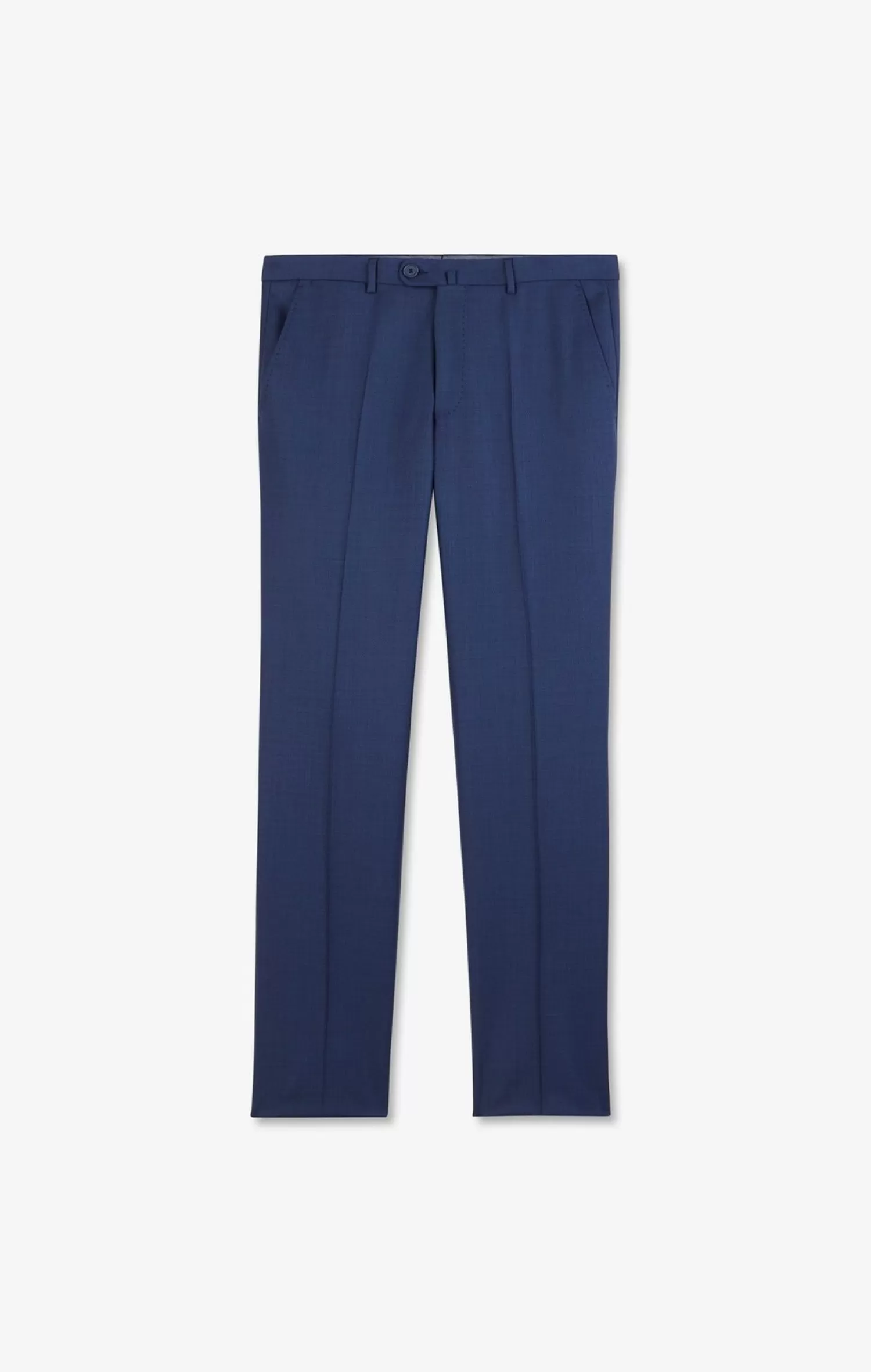 Eden Park Pantalon regular bleu en laine à plis cassés< Pants
