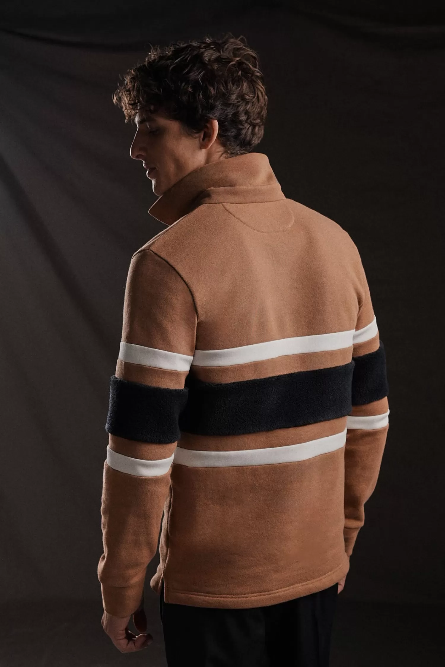 Eden Park PAP'Atelier camel rugby shirt with horizontal stripes< Rugby Shirts