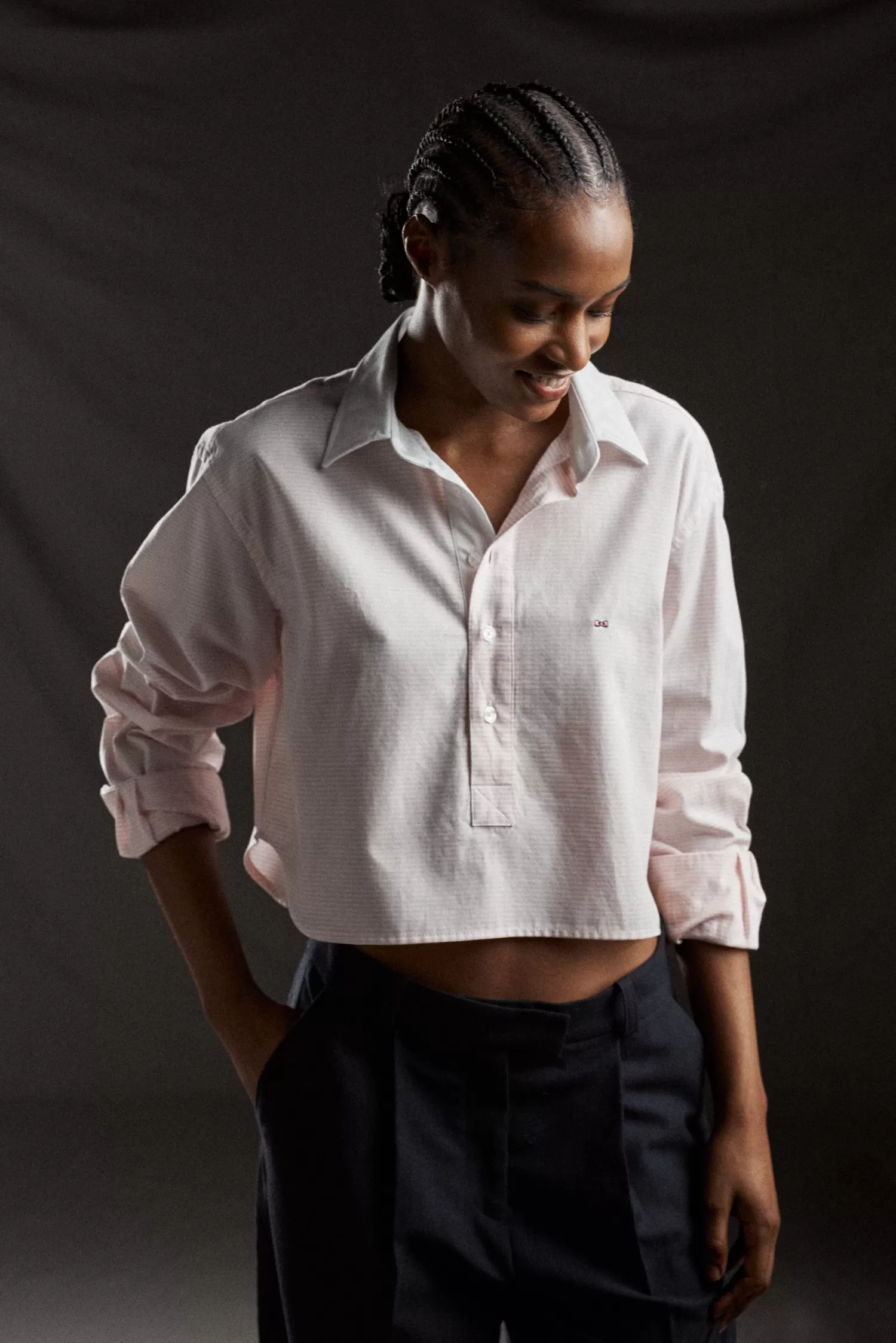 Eden Park PAP'Atelier cropped pink and white striped cotton shirt<Women Shirts | Shirts