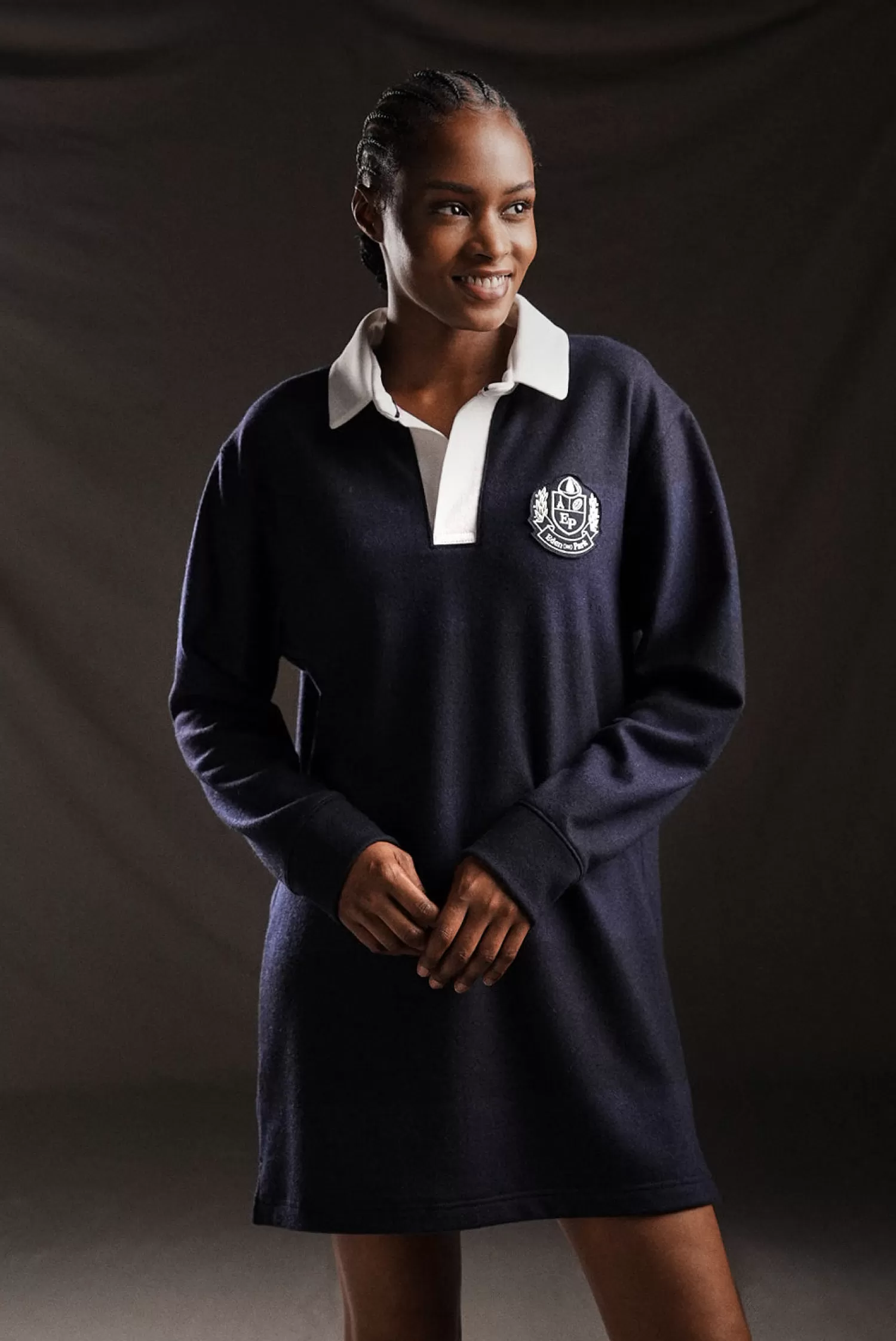 Eden Park PAP'Atelier rugby shirt dress in navy striped knit<Women Dresses And Skirts