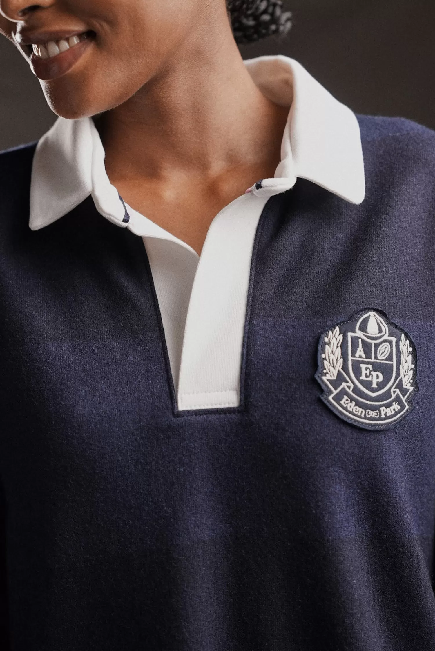 papatelier_rugby_shirt_dress_in_navy_striped_knit_2.webp Eden Park PAP'Atelier rugby shirt dress in navy striped knit<Women Dresses And Skirts