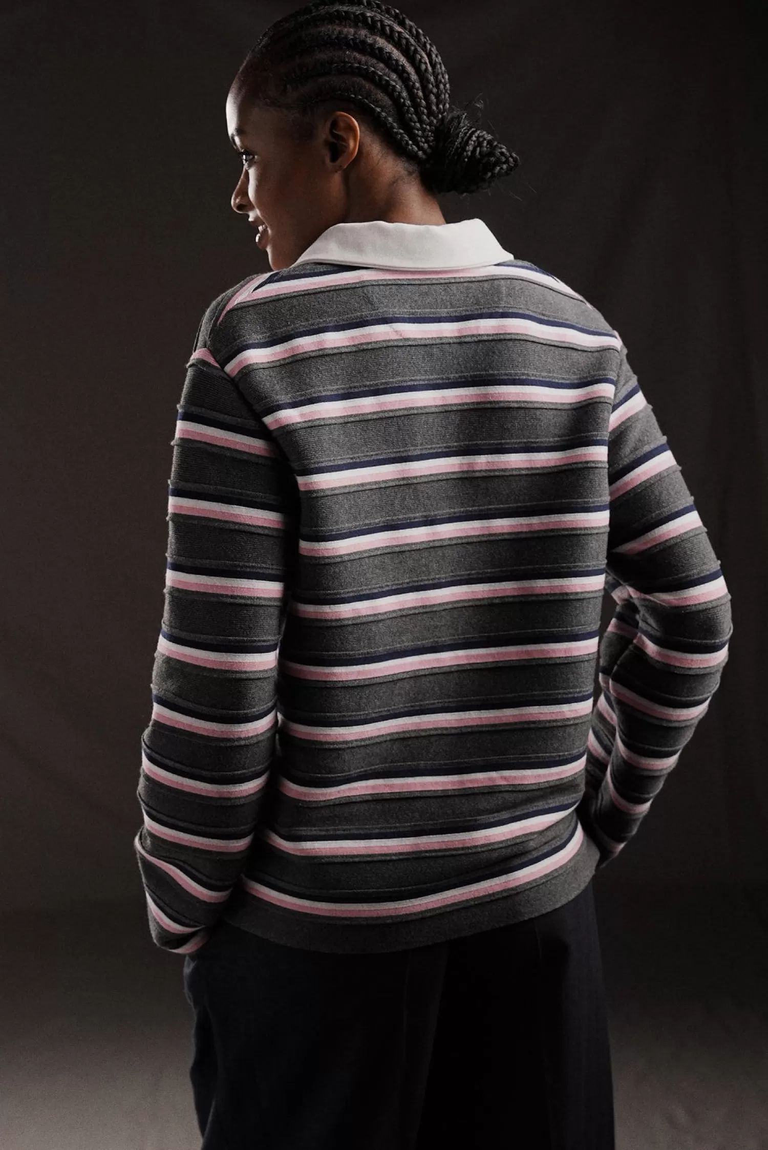 Eden Park PAP'Atelier striped trim sweater in rugby shirt style<Women Sweaters