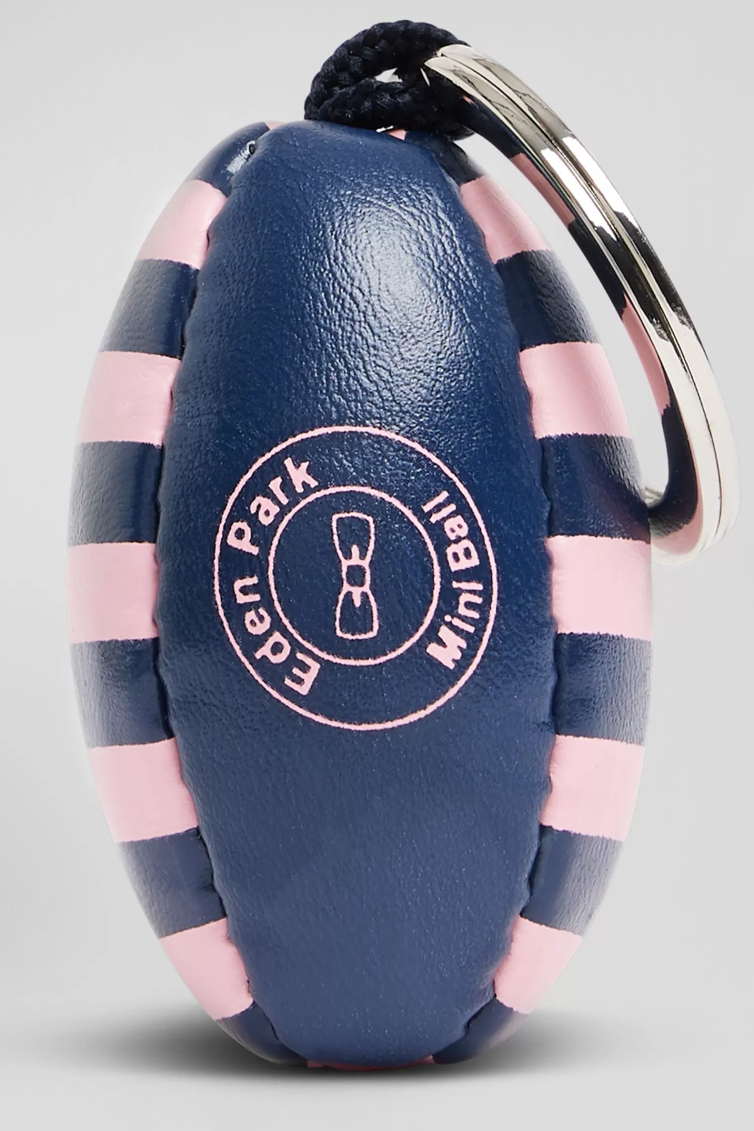 Eden Park Pink striped rugby ball key ring with French Flair screen-print< Key Chains