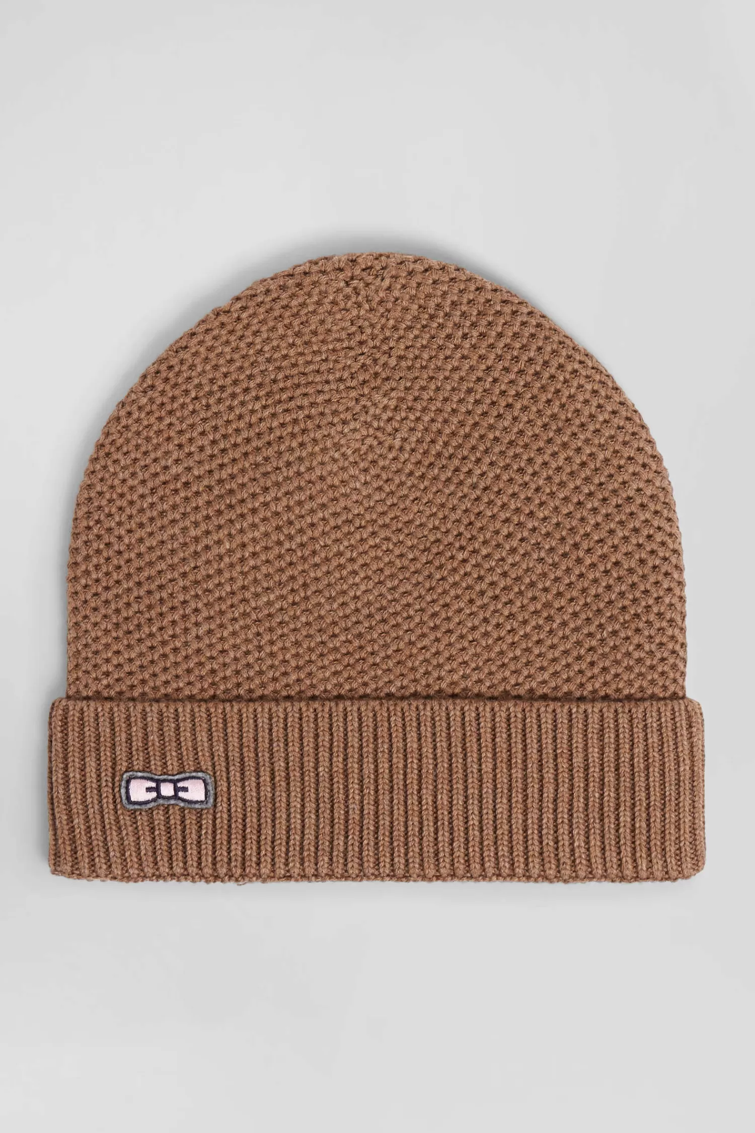Eden Park Plain camel cotton beanie with bow tie embroidery<Kids Kids