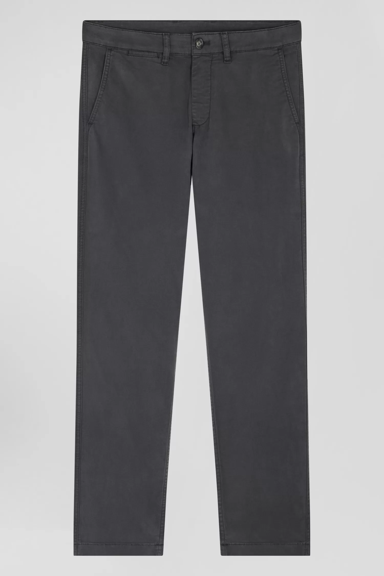 Eden Park Regular anthracite grey chino trousers in stretch cotton gabardine< Pants