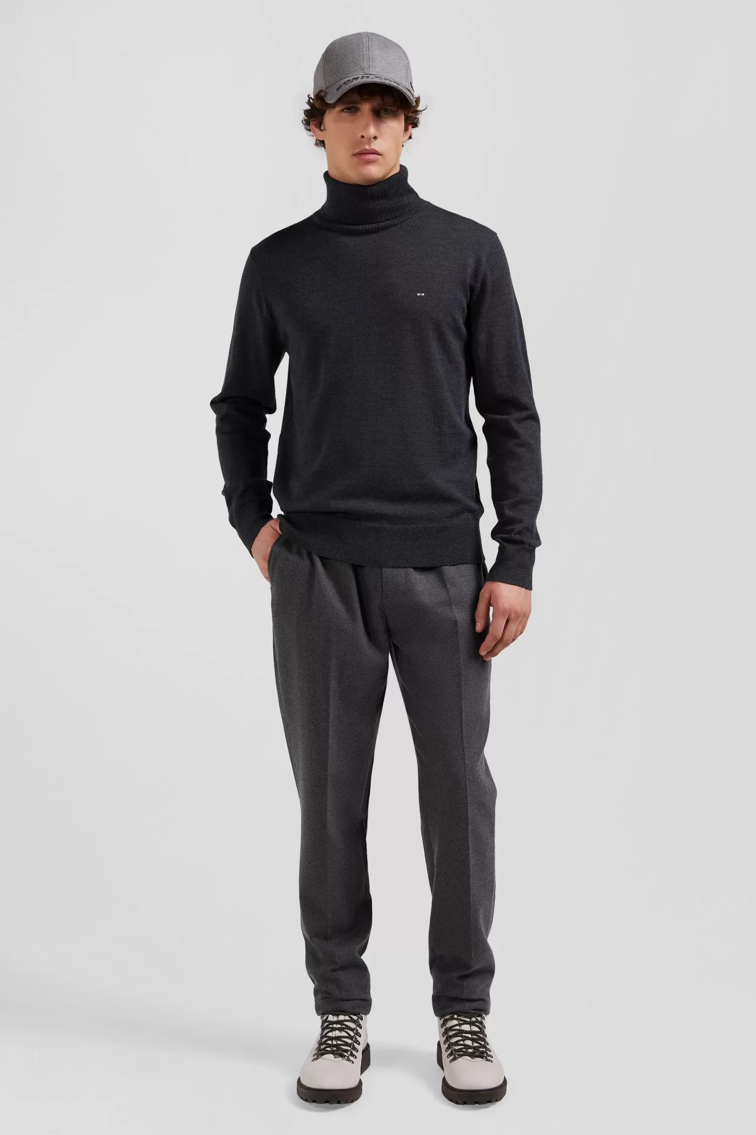 Eden Park Regular anthracite grey merino wool turtleneck jumper< Sweaters