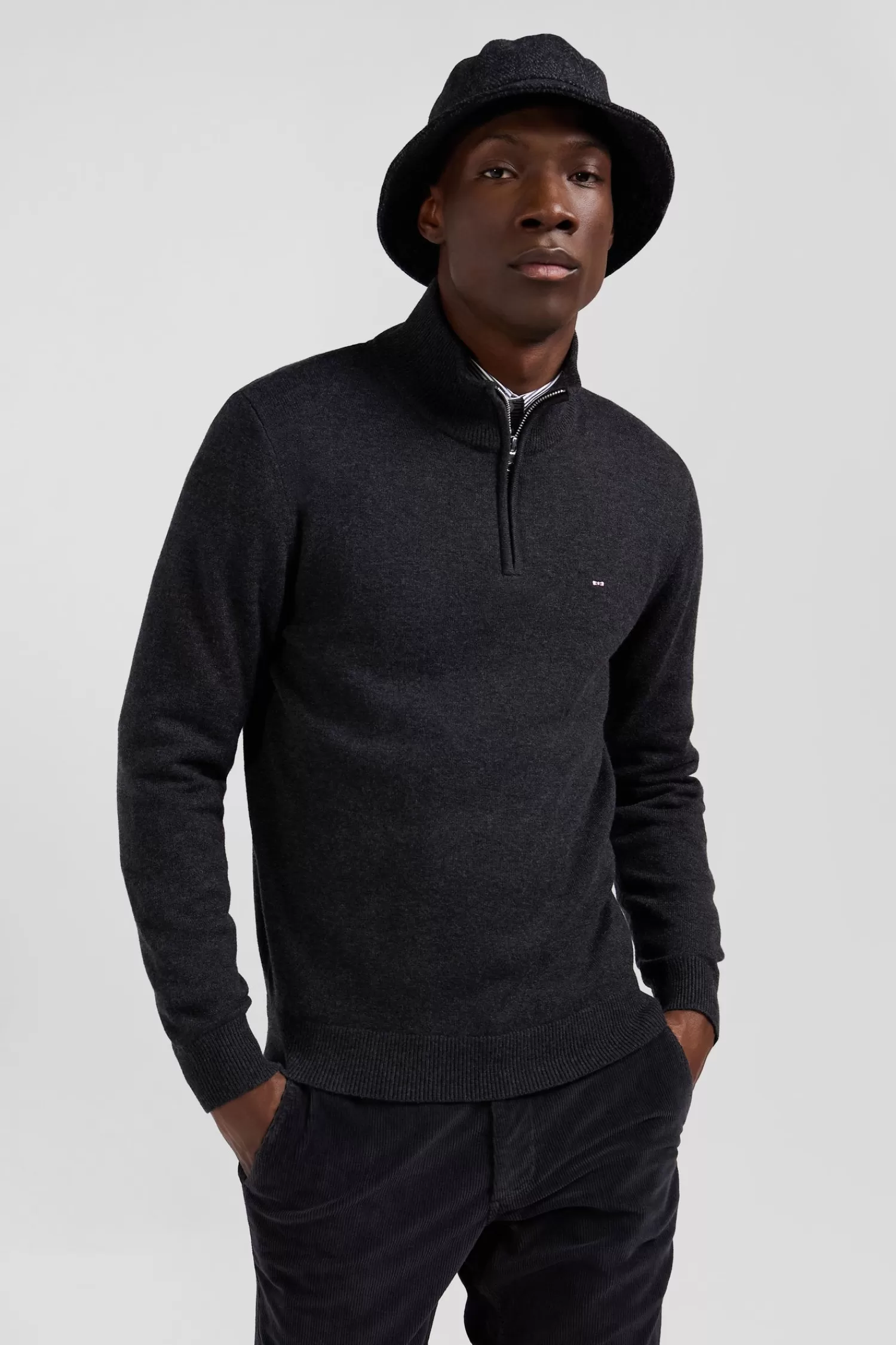 regular_anthracite_grey_semizipped_wool_and_cotton_jumper_2.webp Eden Park Regular anthracite grey semi-zipped wool and cotton jumper< Sweaters