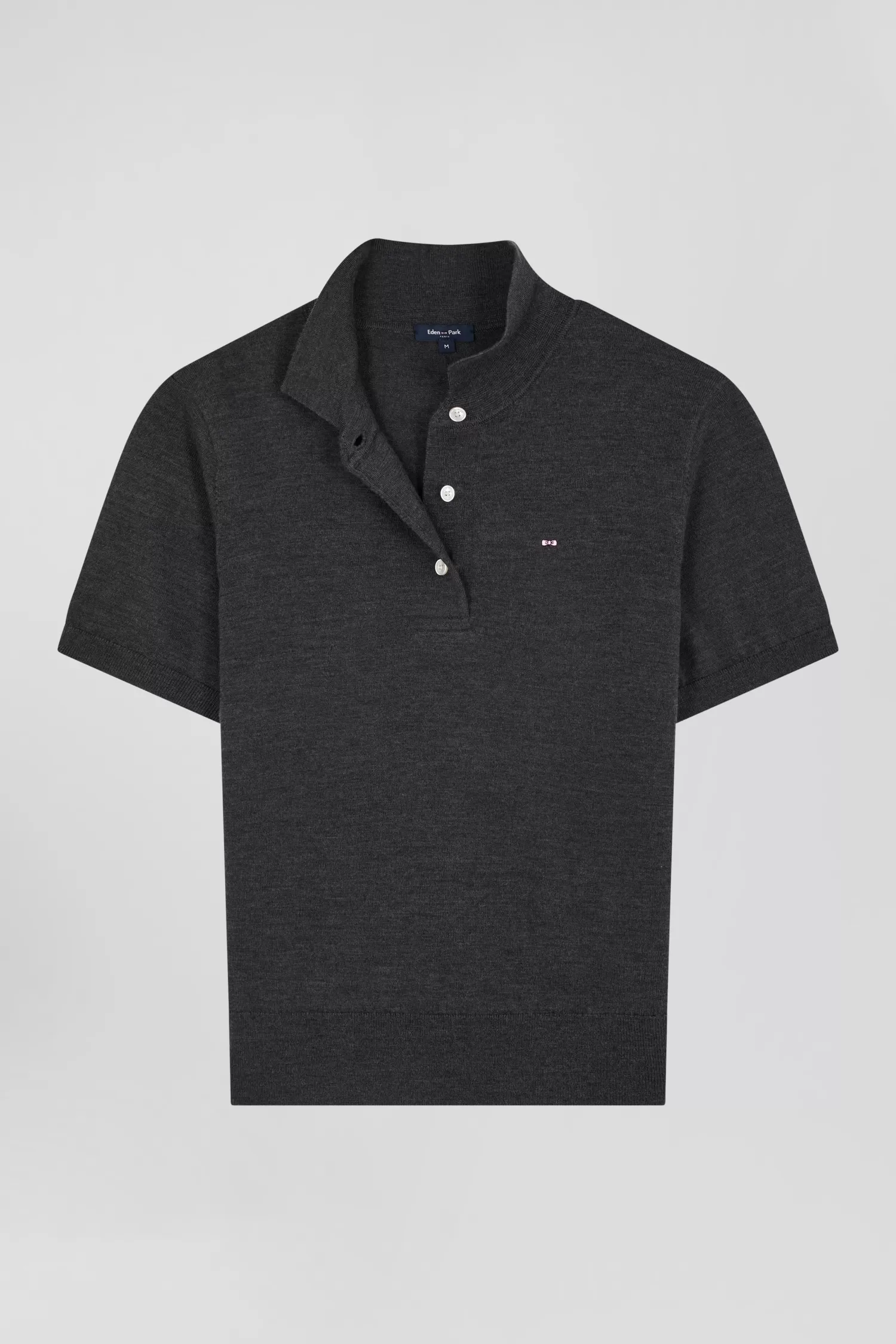 Eden Park Regular anthracite grey short-sleeved wool polo neck jumper<Women Sweaters