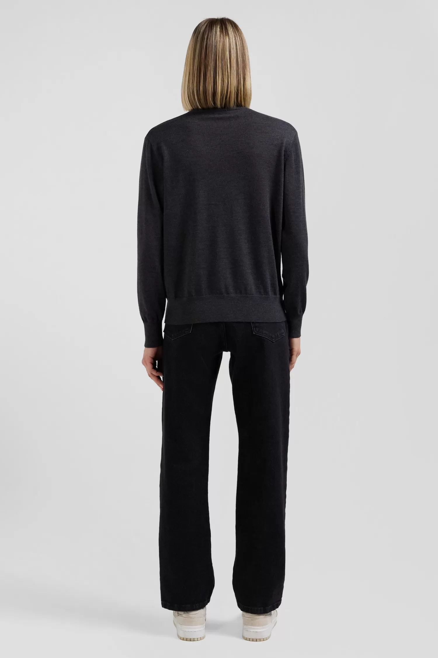 regular_anthracite_grey_womens_wool_jumper_with_rugby_shirt_collar_5.webp Eden Park Regular anthracite grey women's wool jumper with rugby shirt collar<Women Sweaters