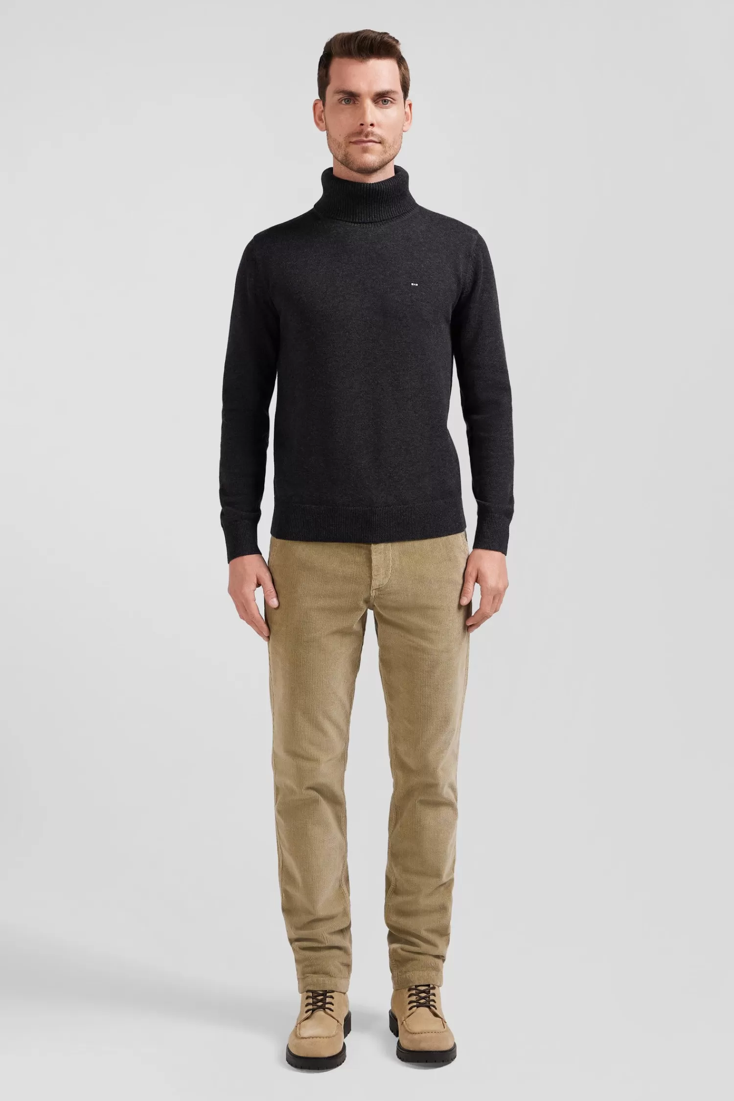 Eden Park Regular anthracite grey wool and cotton turtleneck jumper< Sweaters