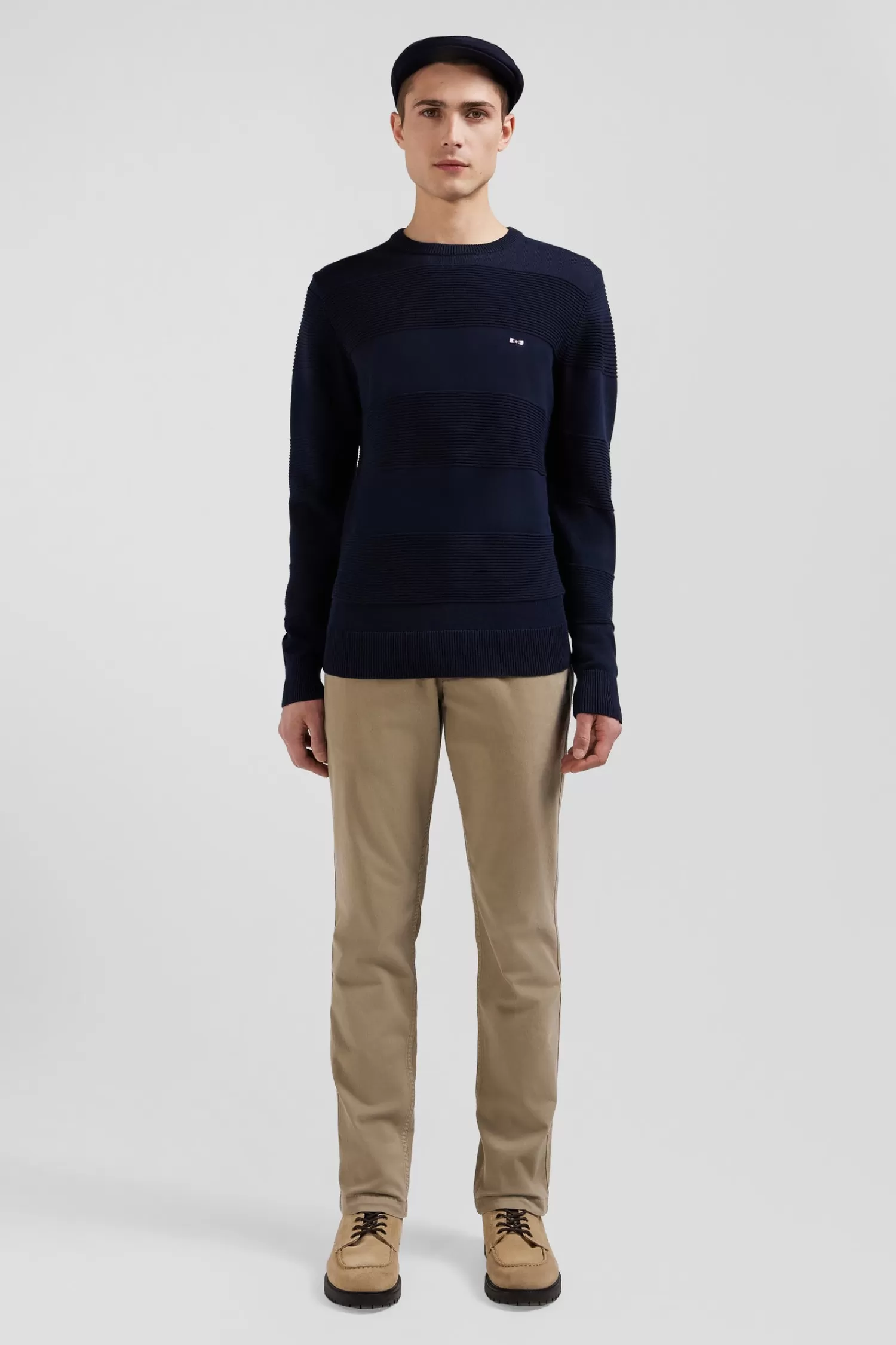 Eden Park Regular beige chino trousers in stretch cotton gabardine< Pants