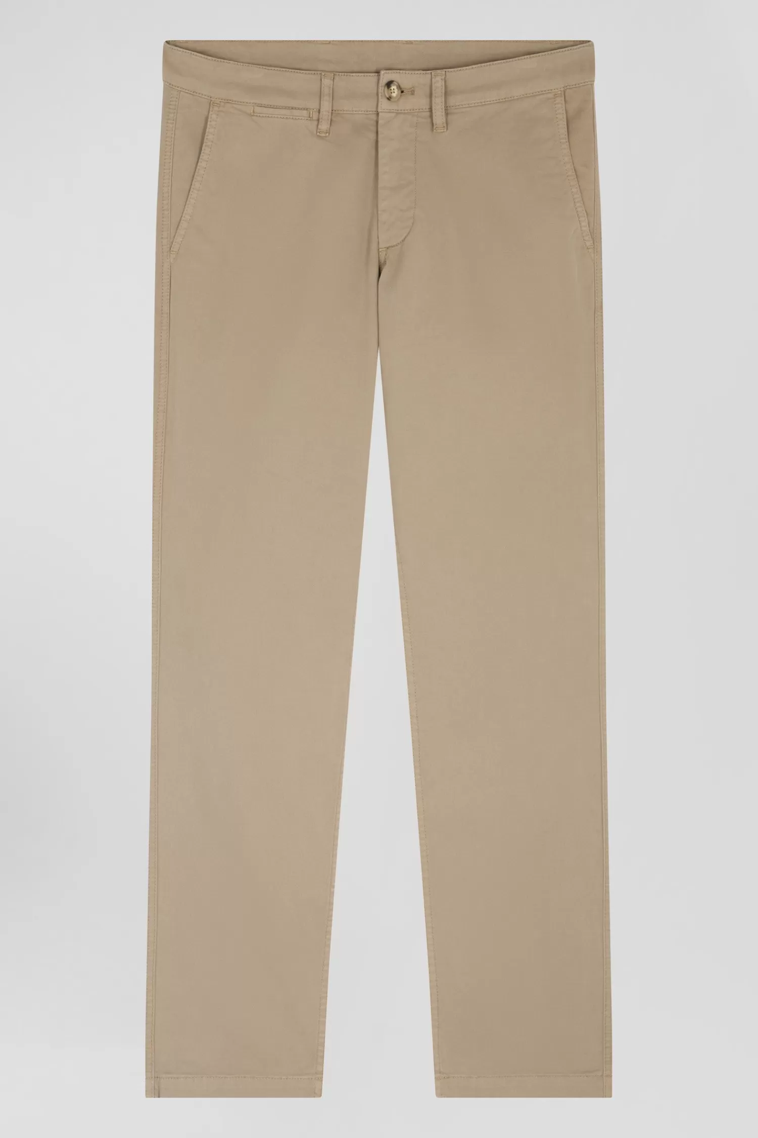 Eden Park Regular beige chino trousers in stretch cotton gabardine< Pants