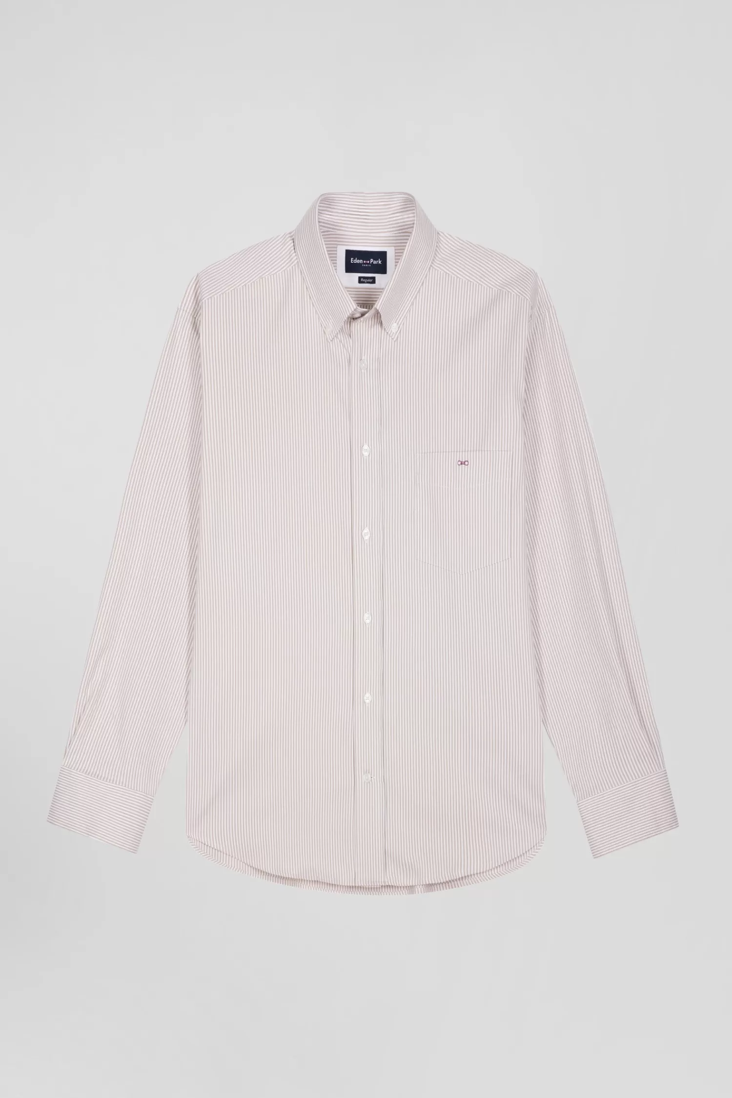 Eden Park Regular beige cotton poplin shirt with baton stripes< Shirts
