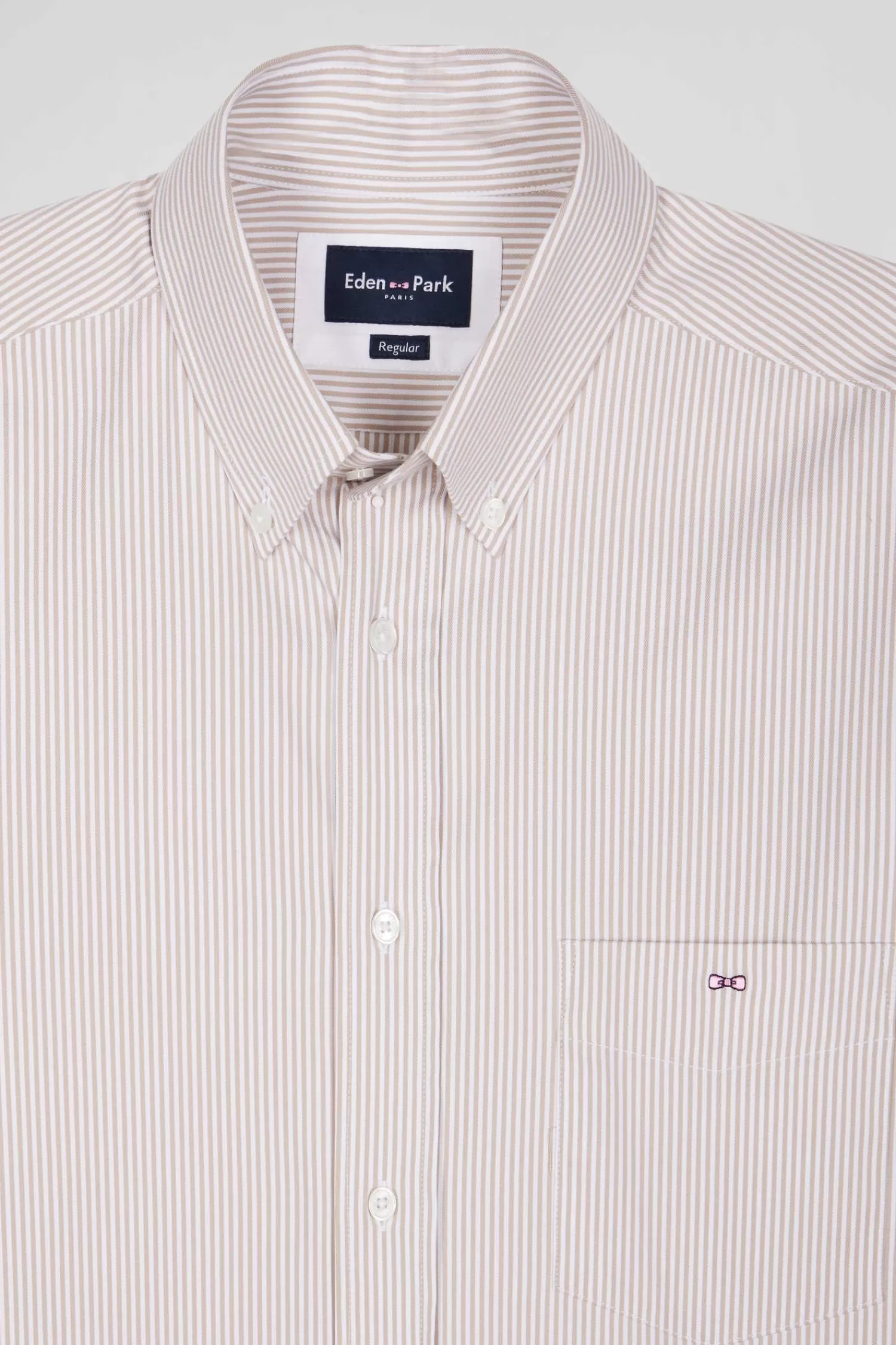 regular_beige_cotton_poplin_shirt_with_baton_stripes_6.webp Eden Park Regular beige cotton poplin shirt with baton stripes< Shirts