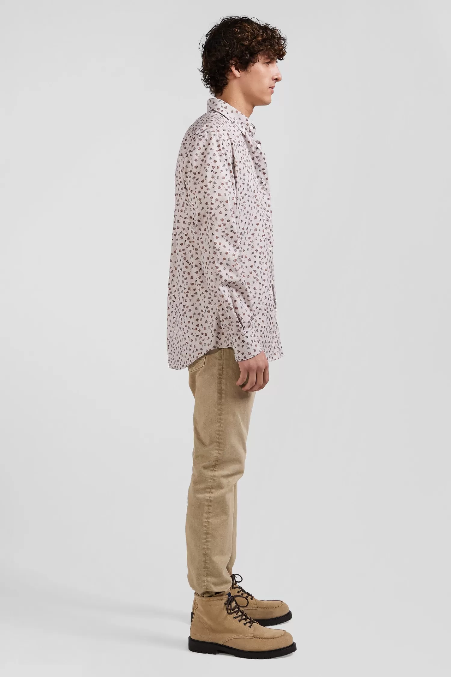 regular_beige_cotton_poplin_shirt_with_microprint_4.webp Eden Park Regular beige cotton poplin shirt with microprint< Shirts