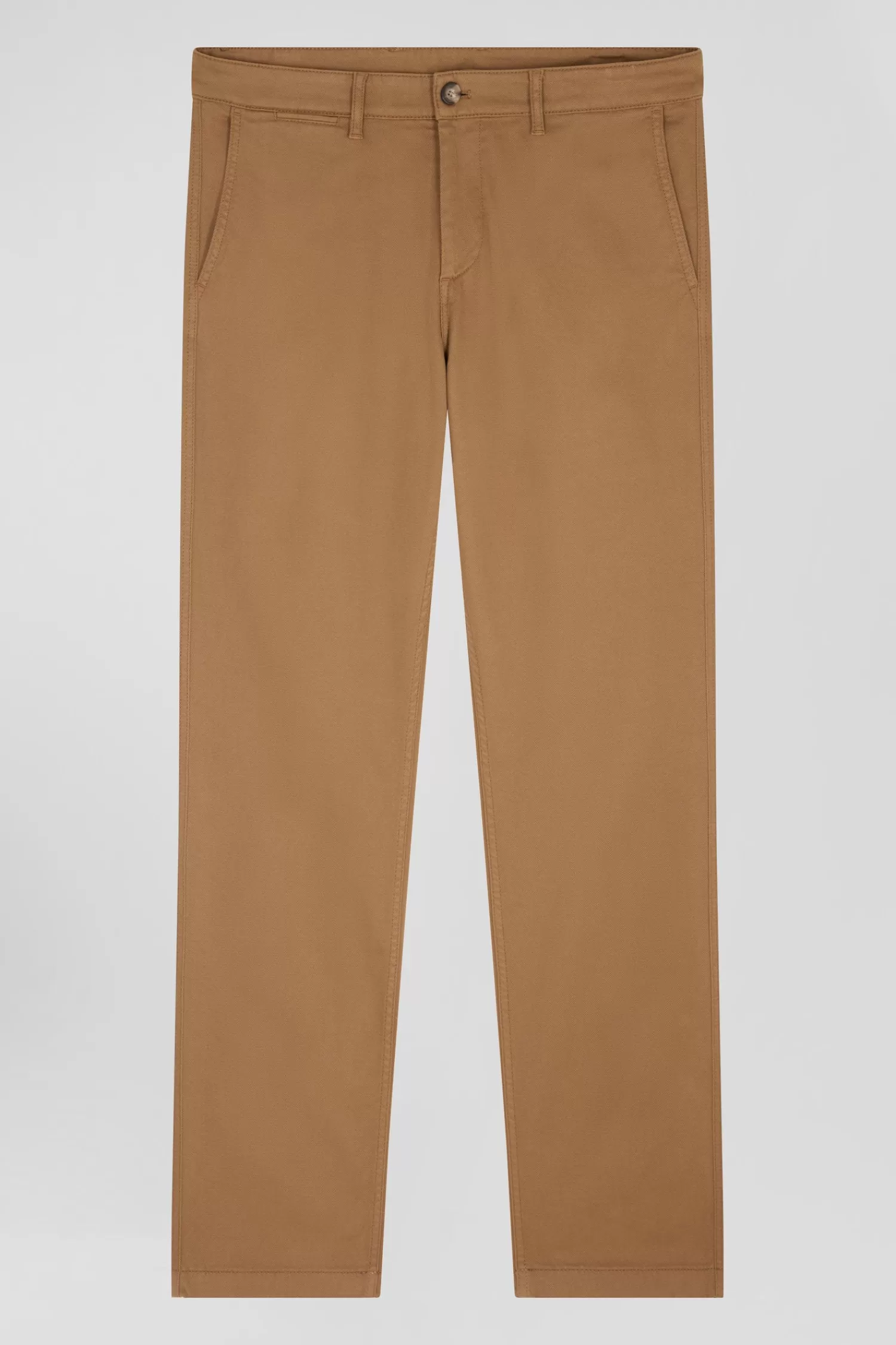 Eden Park Regular beige stretch cotton piqué and modal chino trousers< Pants