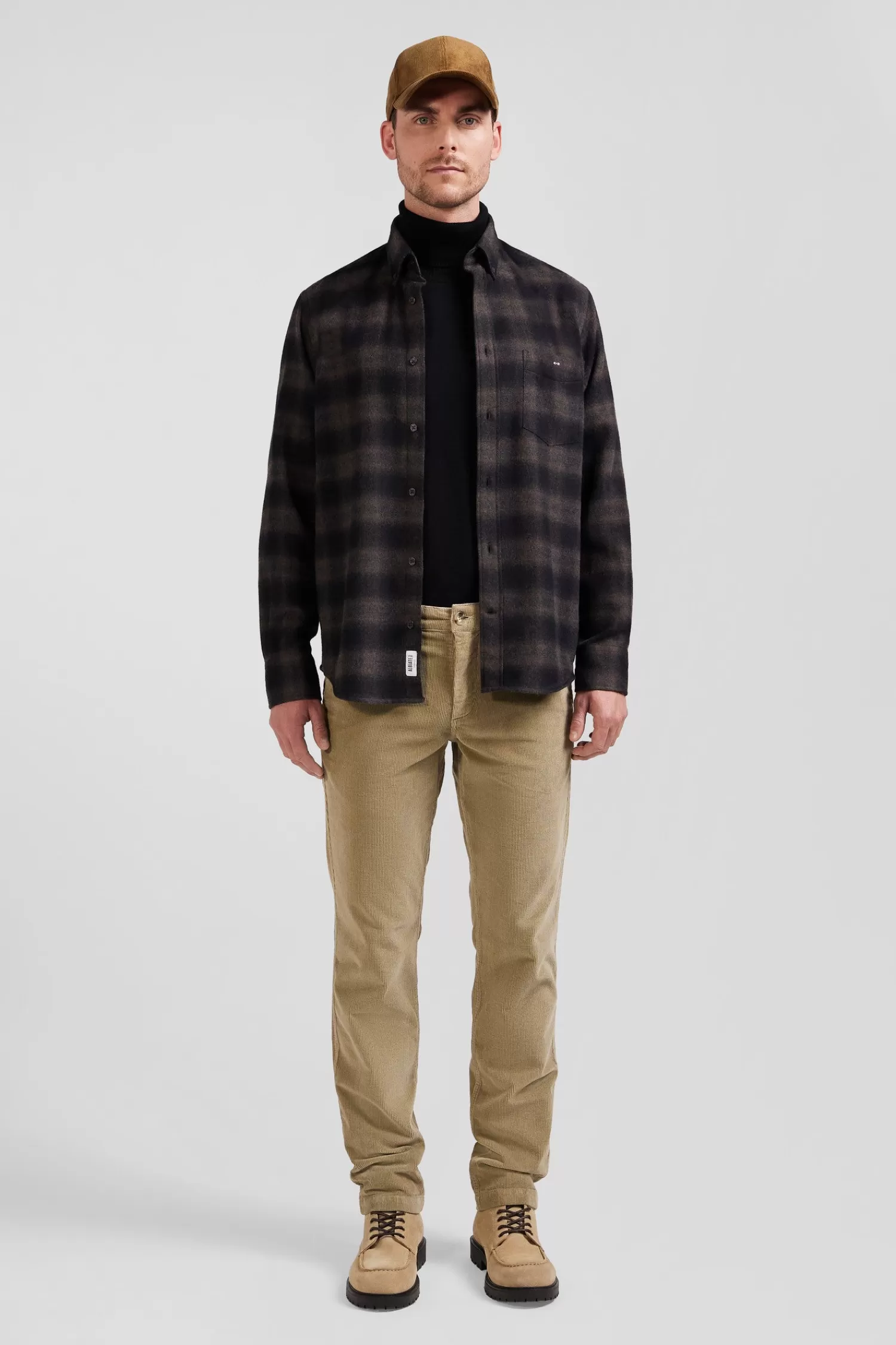 Eden Park Regular black coton flannel checked shirt< Shirts