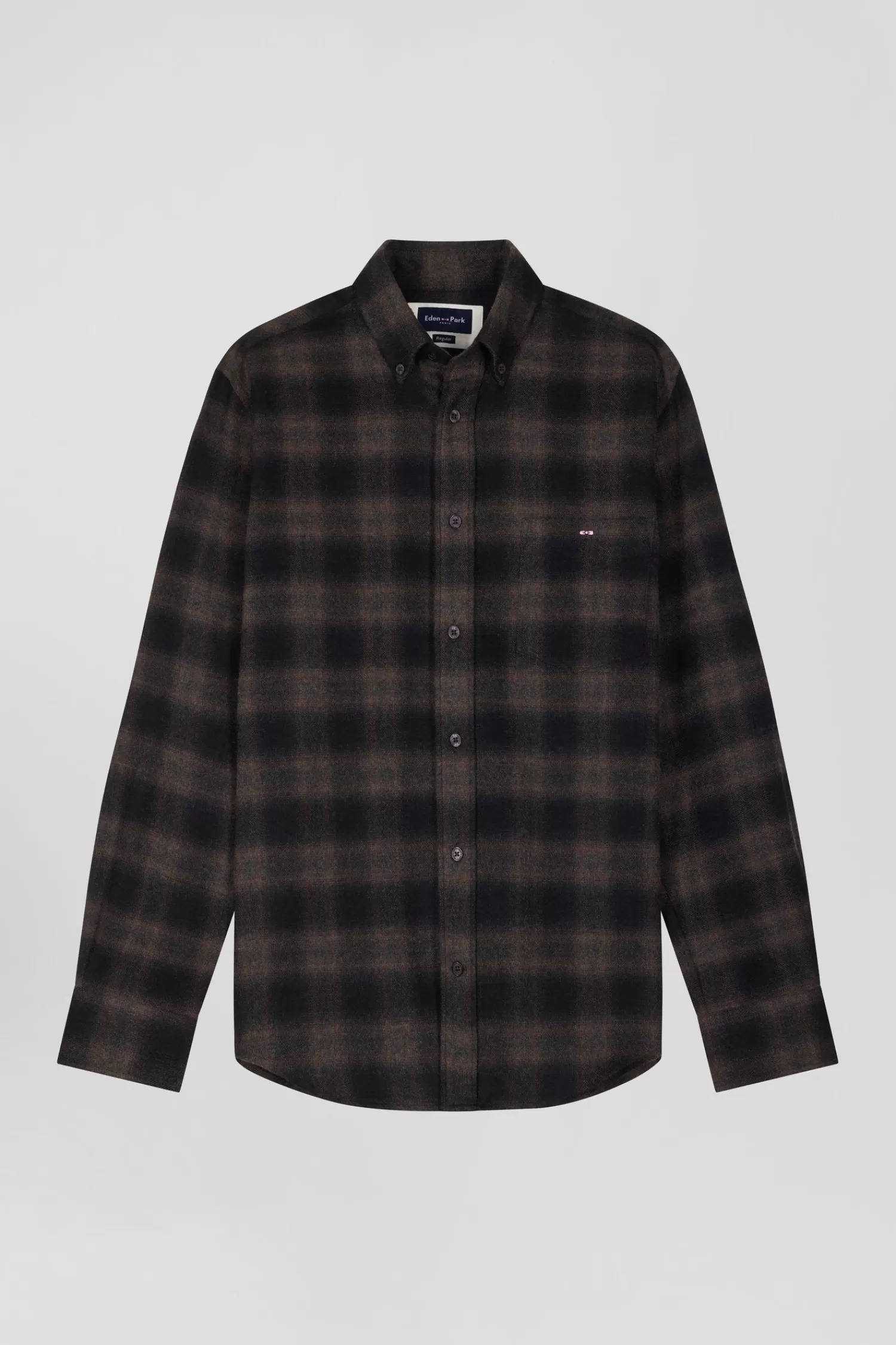 Eden Park Regular black coton flannel checked shirt< Shirts