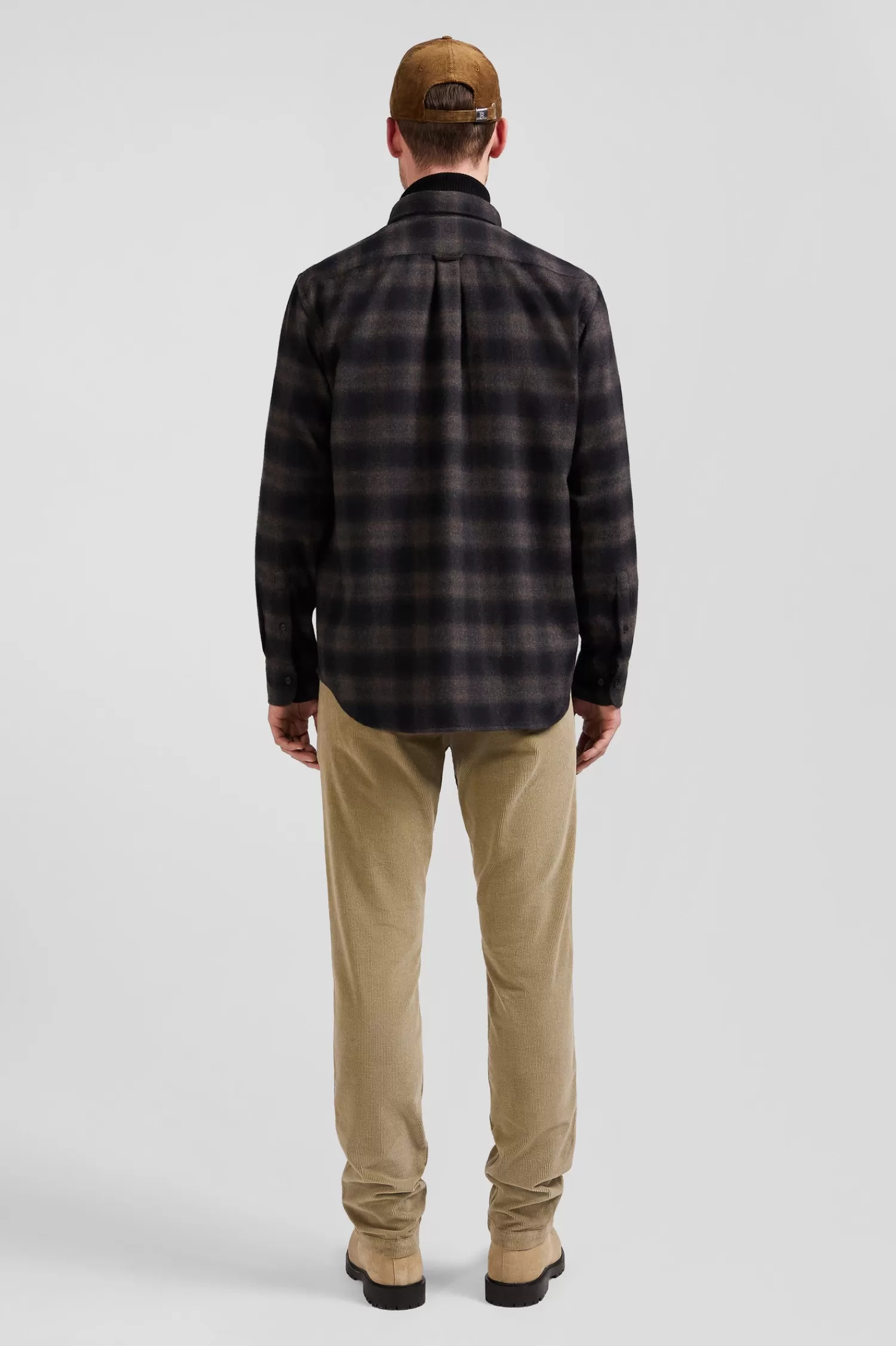 regular_black_coton_flannel_checked_shirt_5.webp Eden Park Regular black coton flannel checked shirt< Shirts