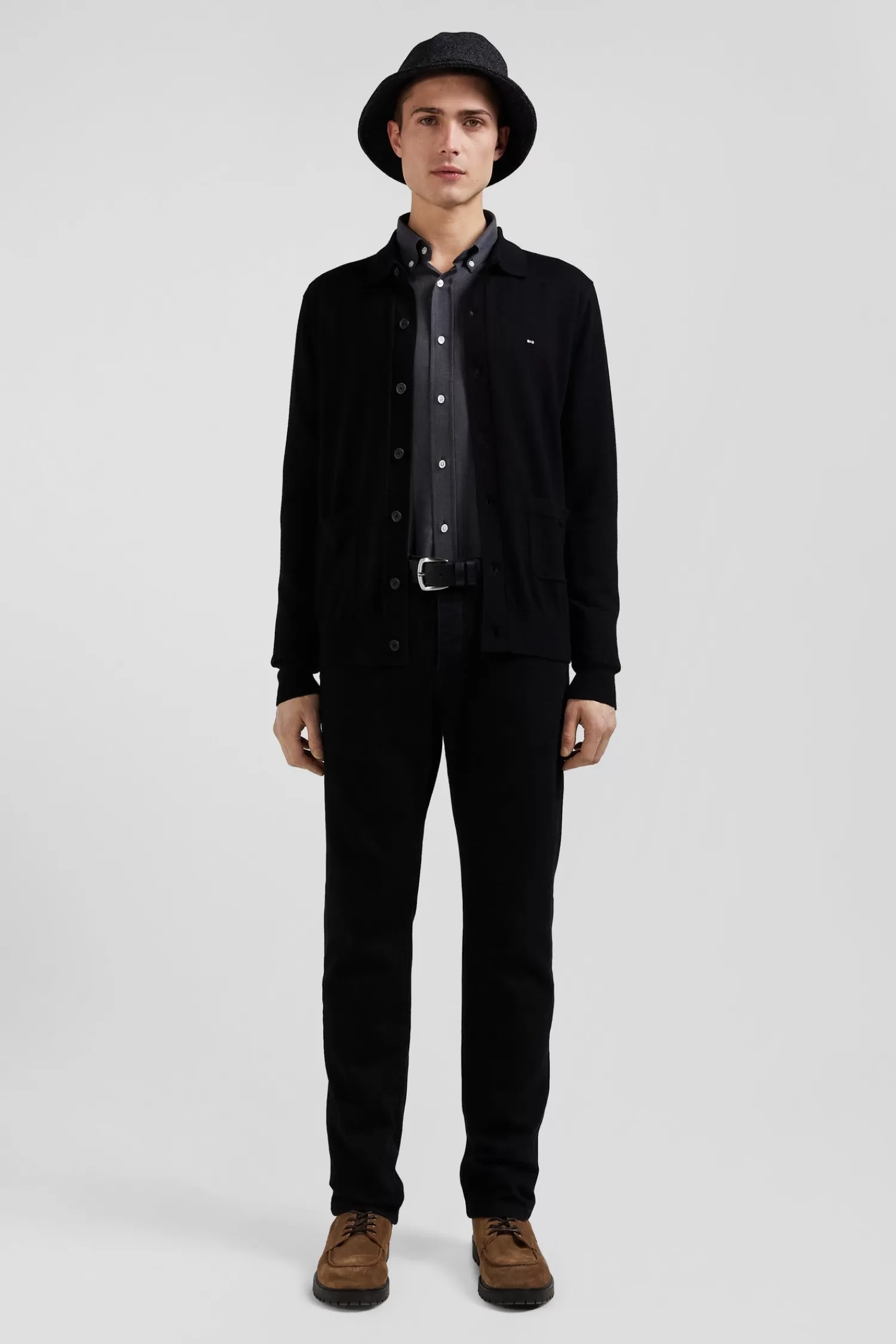 Eden Park Regular black merino wool cardigan< Cardigans